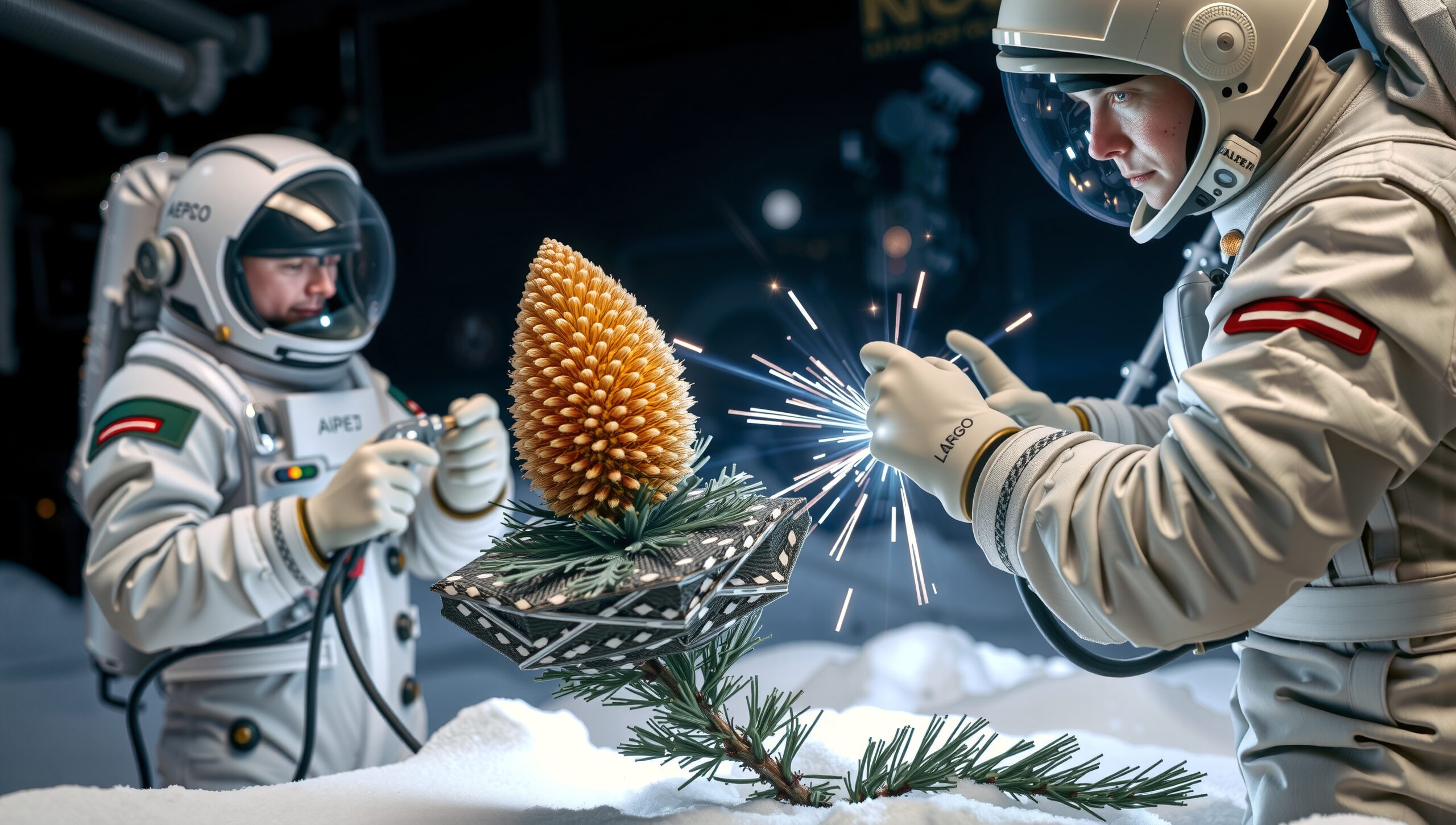 Spacecraft Holiday Scene Futuristic Festivities