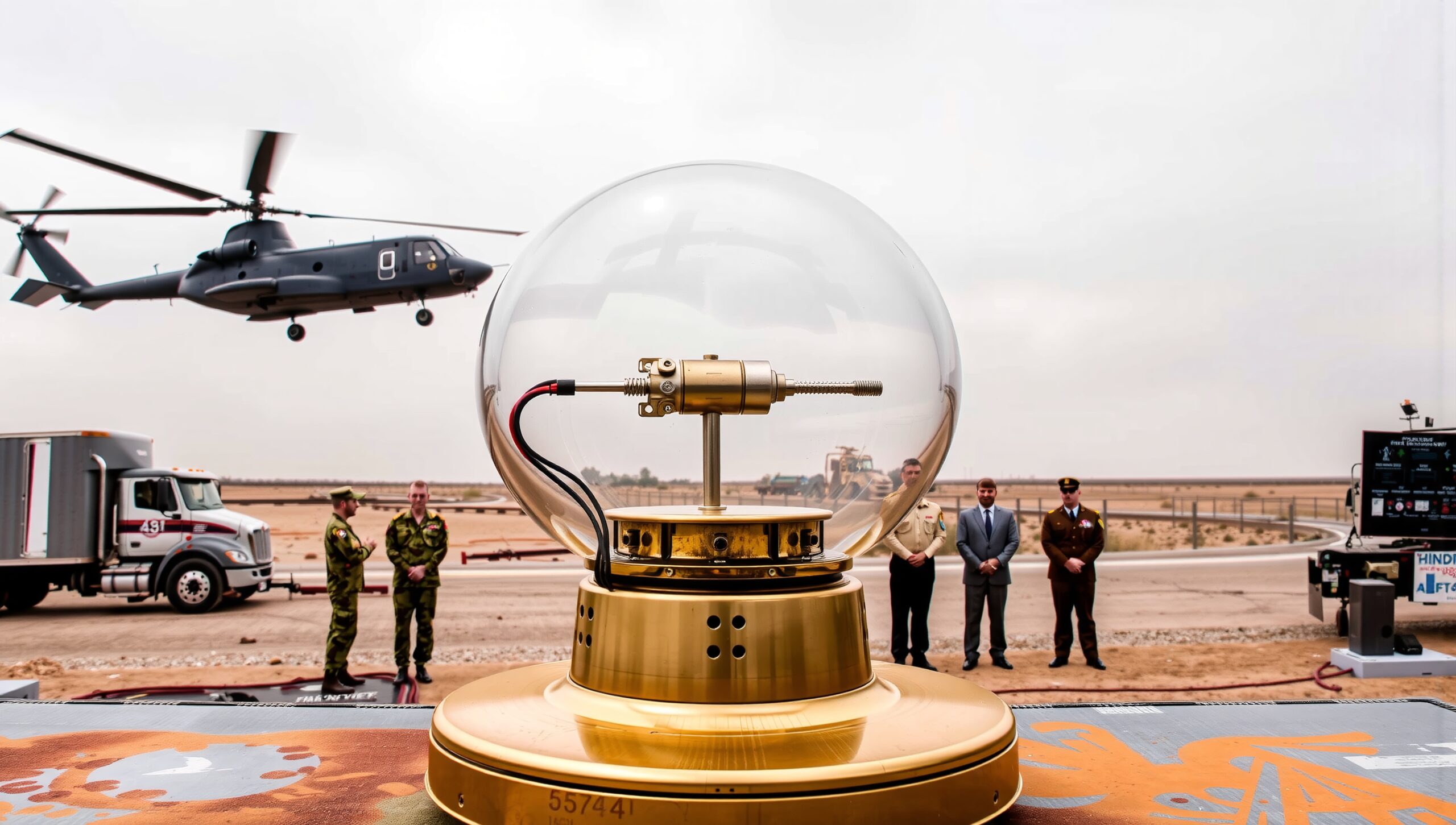 Helicopter and Futuristic Device Display