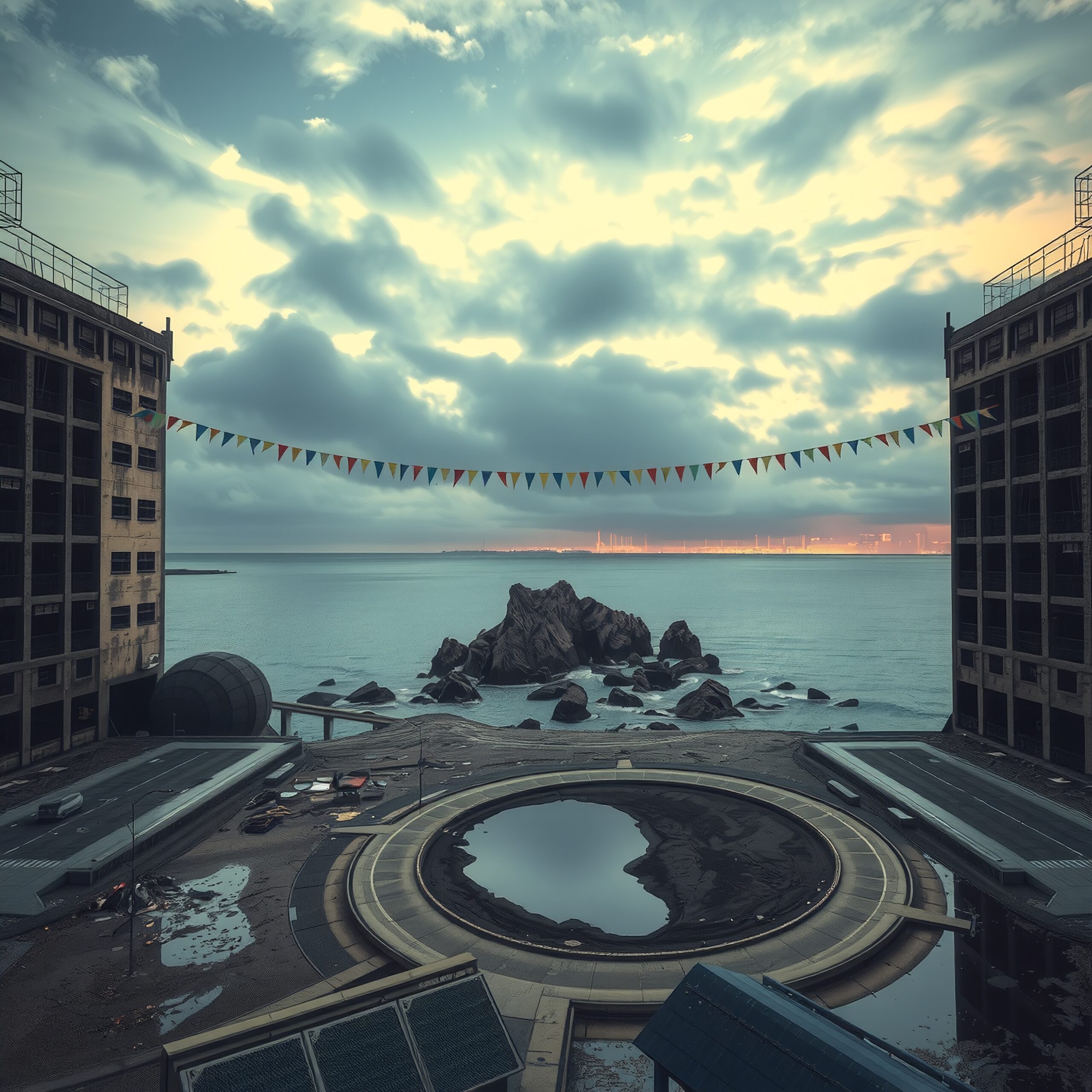 Ocean Rooftop with Dramatic Clouds