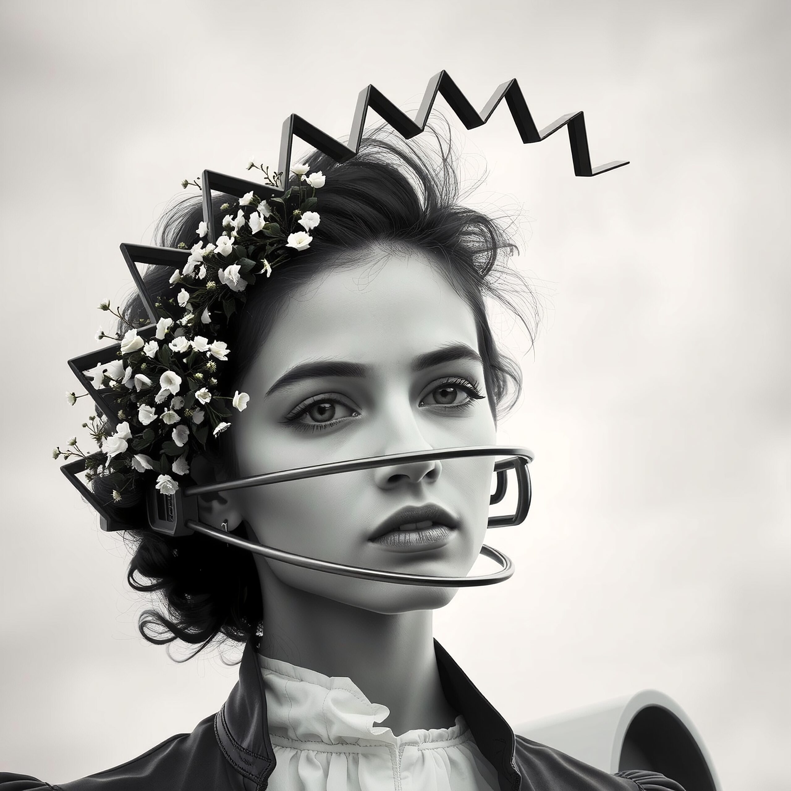 Avant-Garde Floral Headpiece Design