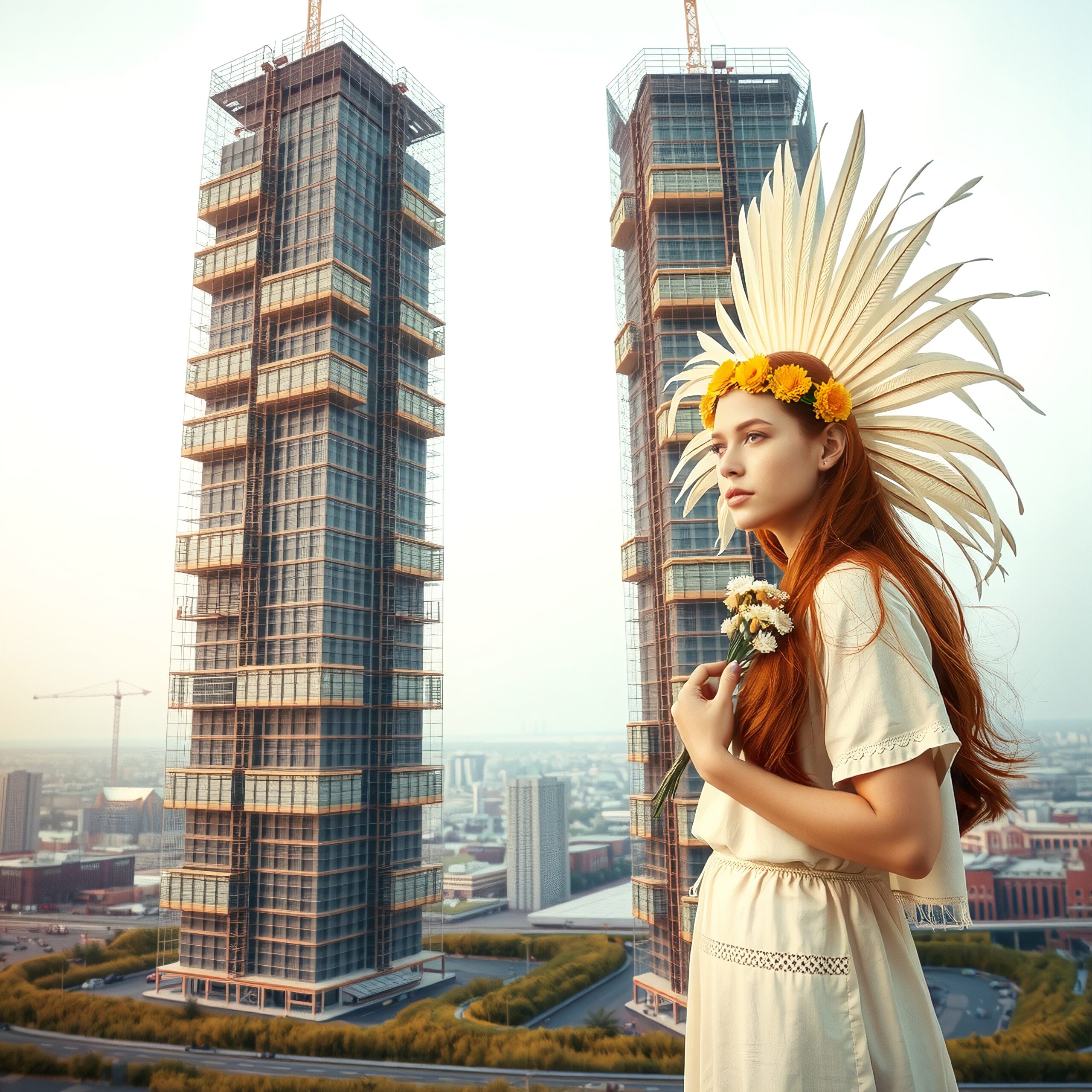Modern Woman with Nature Headdress