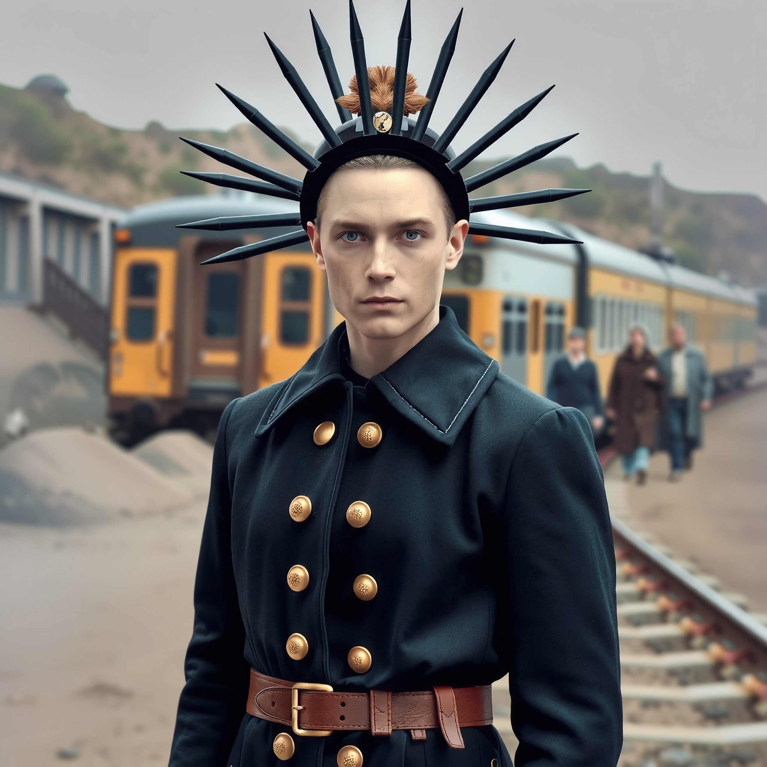 Dramatic Fashion Near Train Tracks