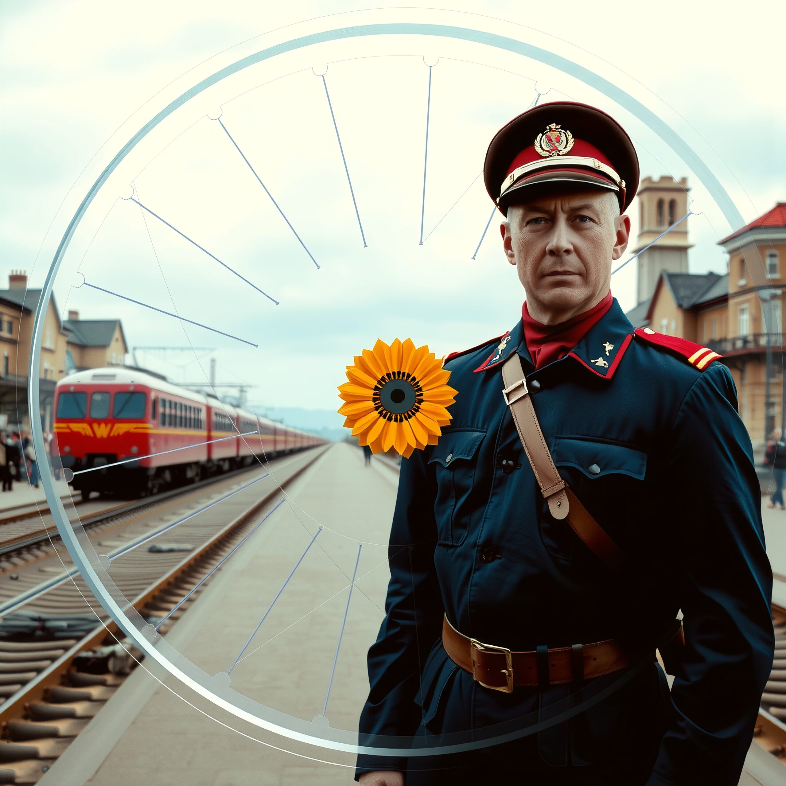 Uniformed Man with Sunflower