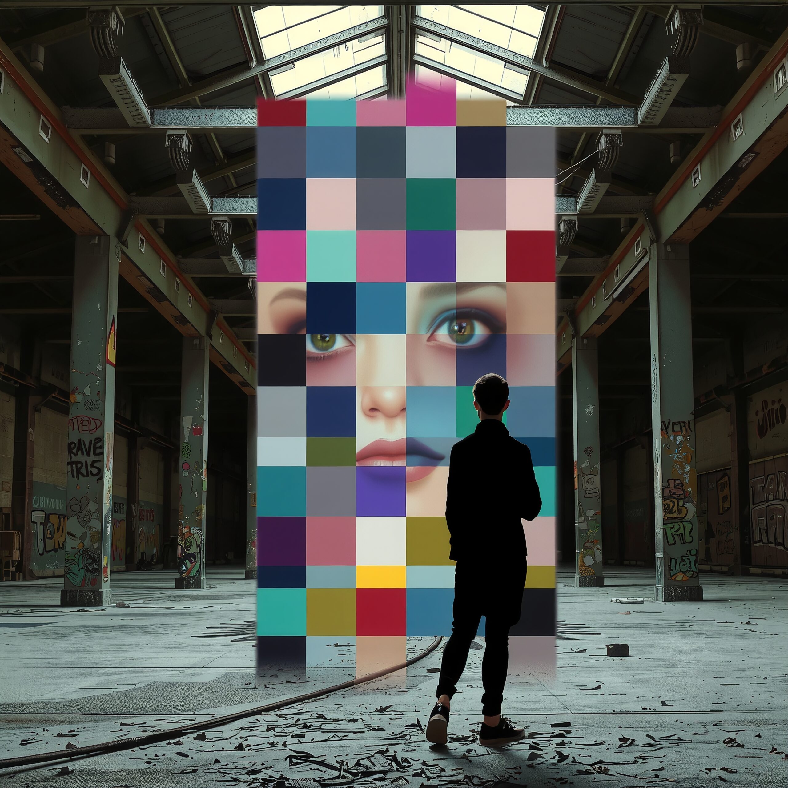 Vivid Mural in Abandoned Warehouse