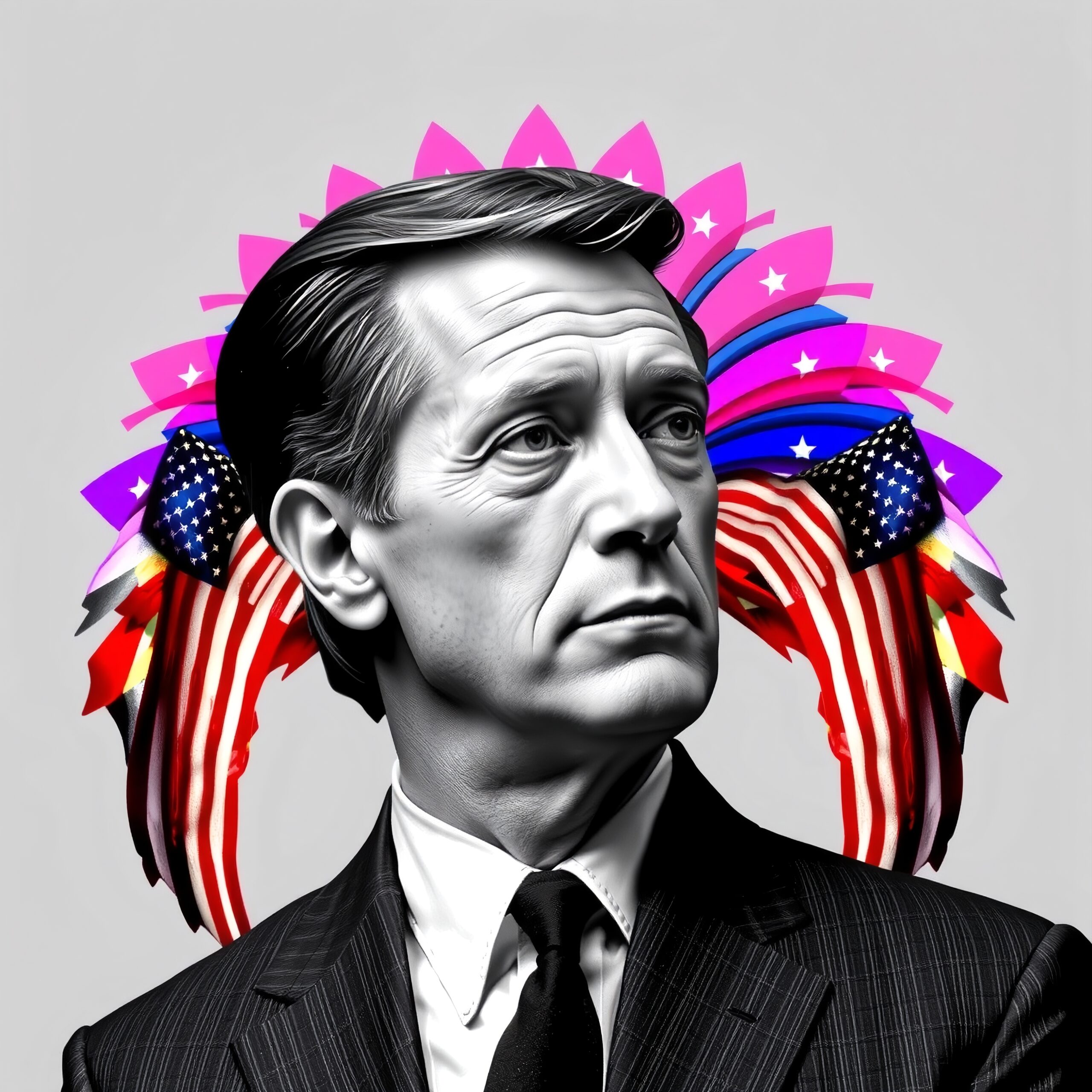 Colorful Headdress with Monochrome Man