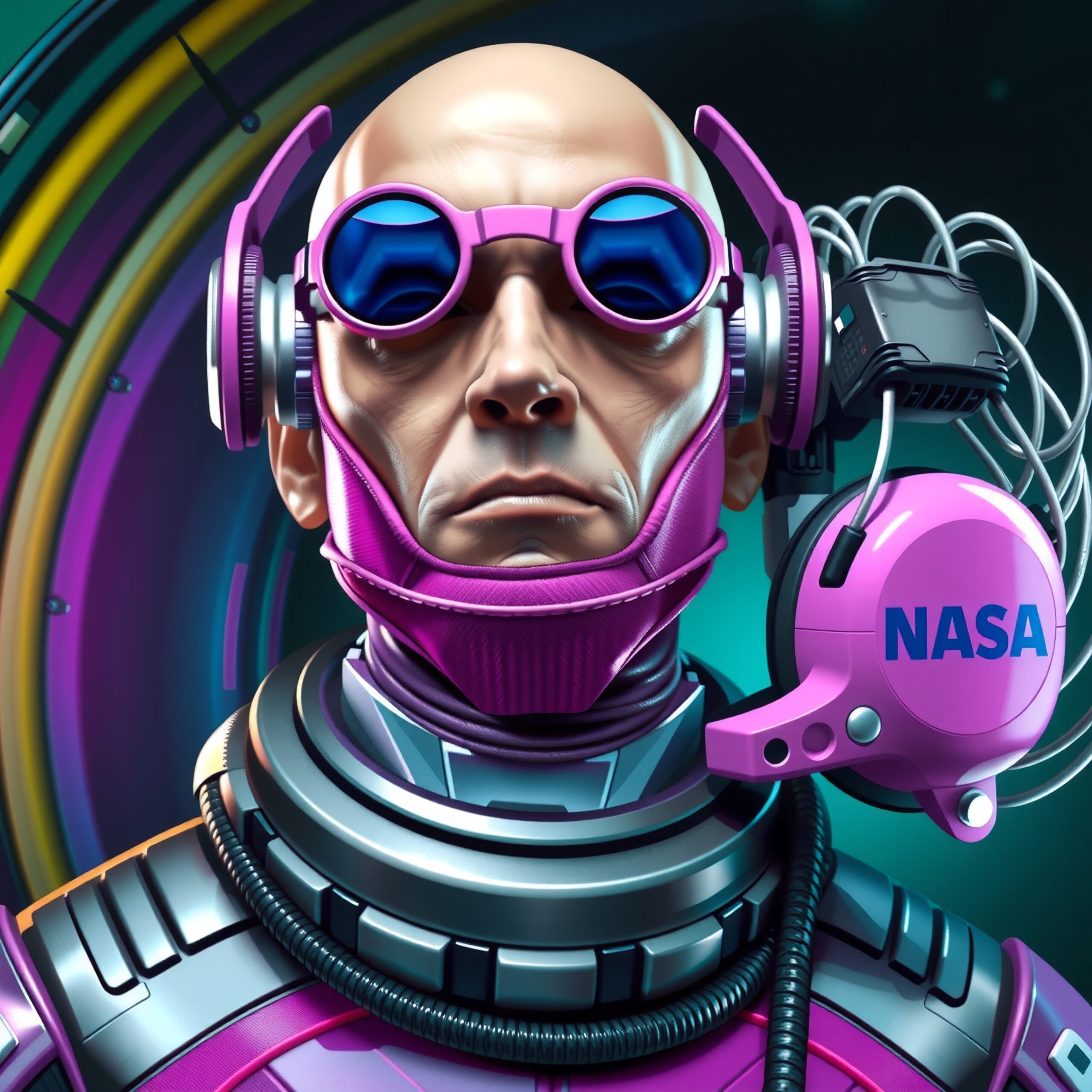 Futuristic Astronaut in Pink Outfit