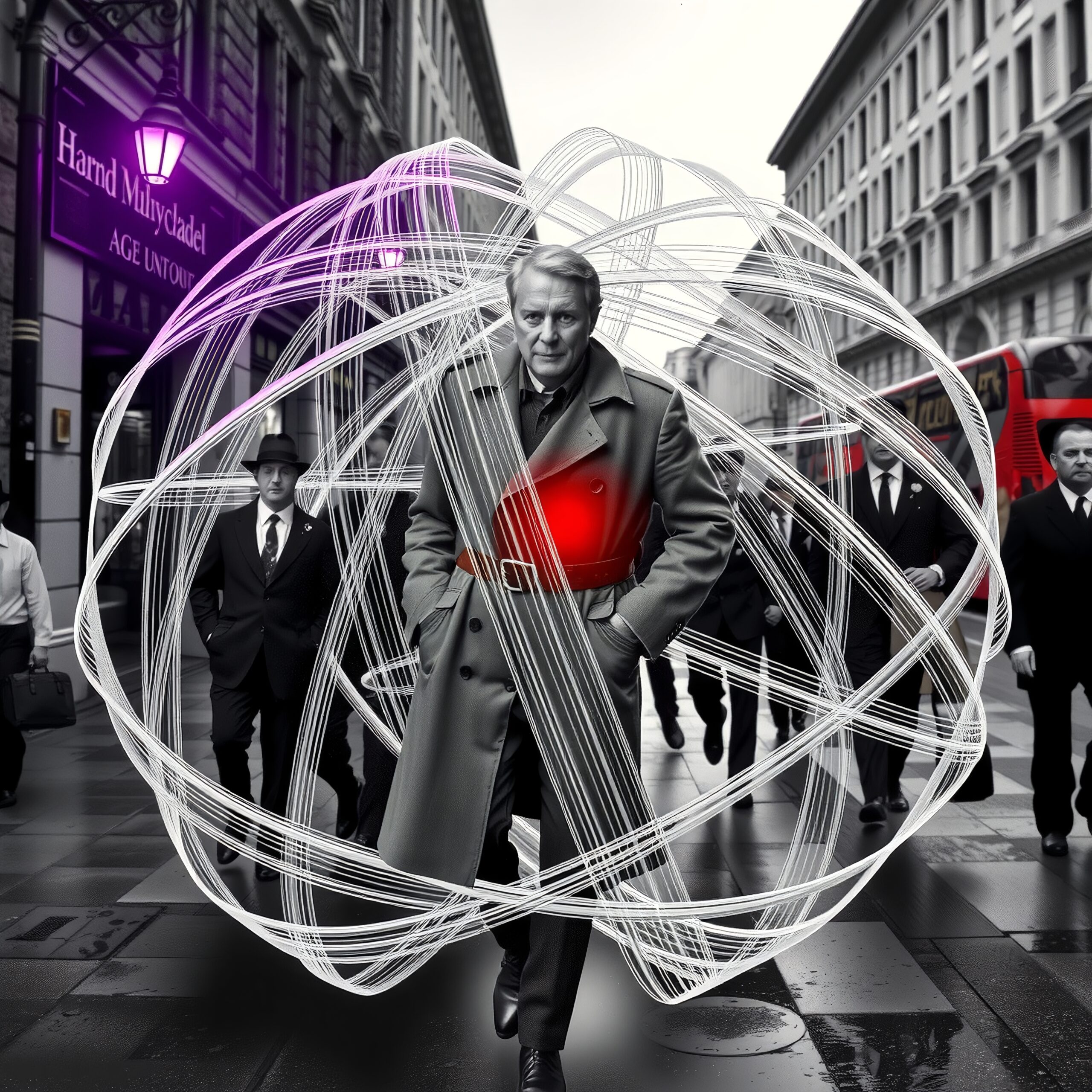 Man Surrounded by Futuristic Aura