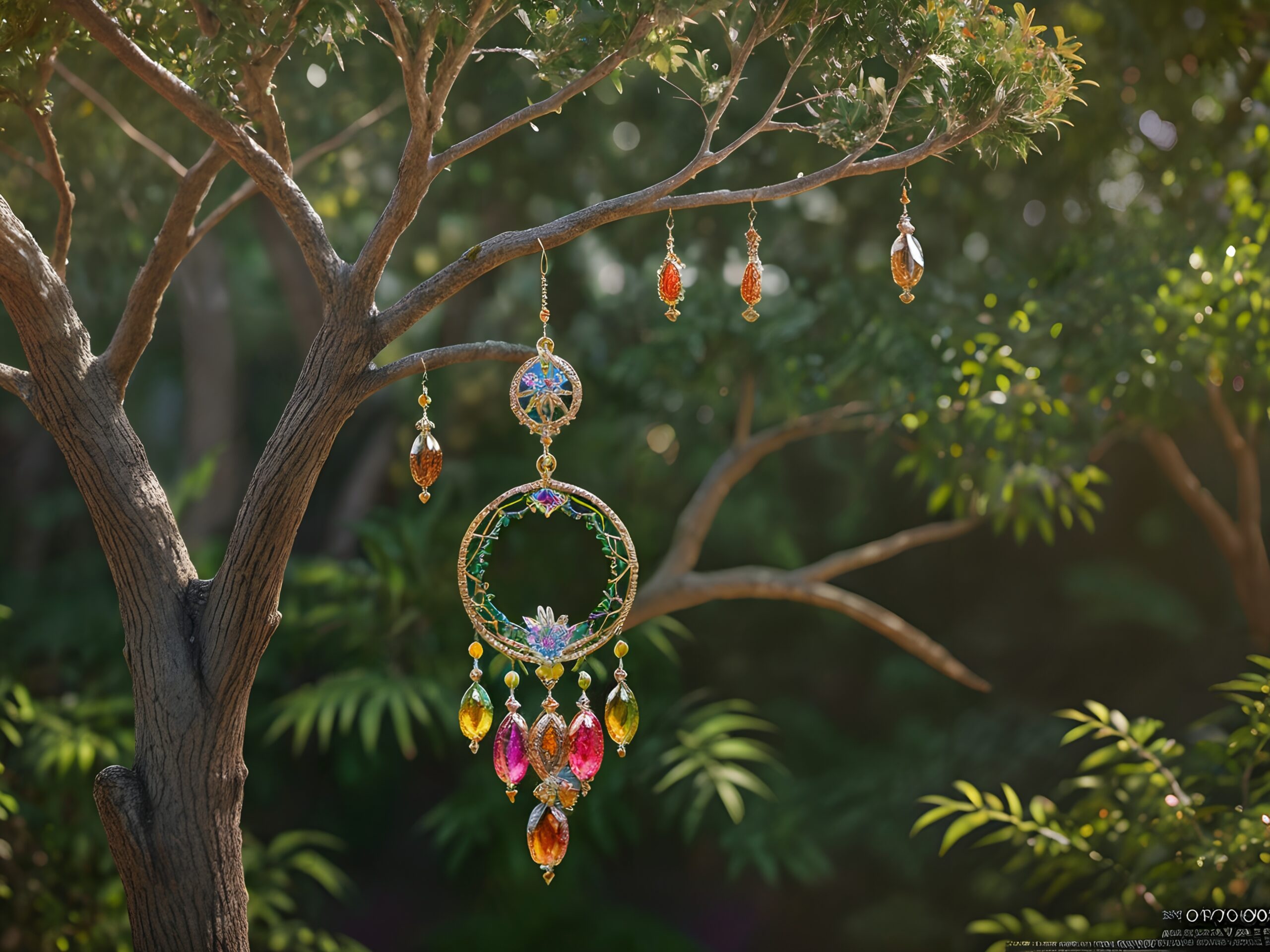 Colorful Dreamcatcher Among Trees