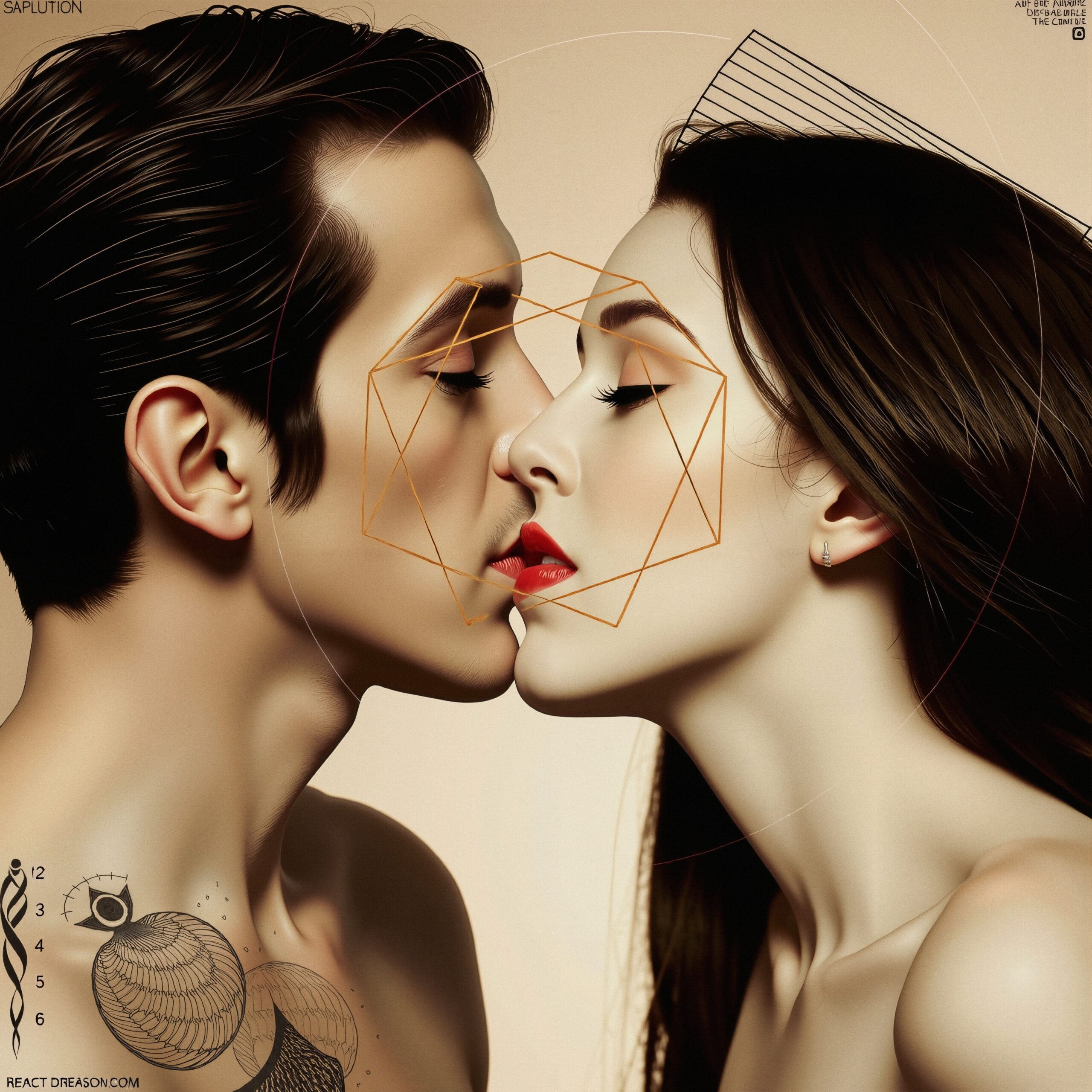 Artistic Kiss with Geometric Overlay