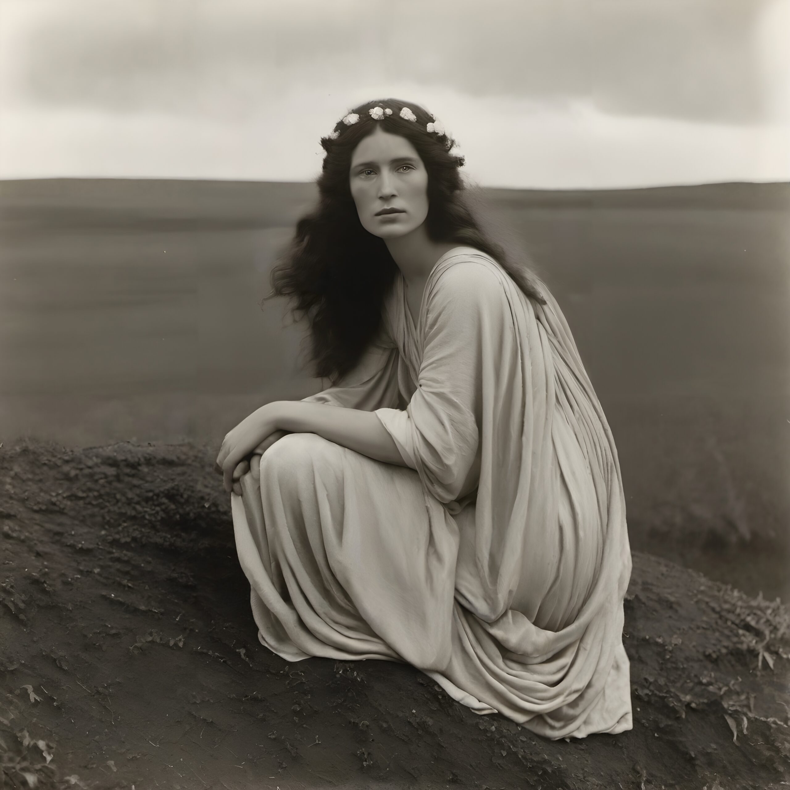 Dreamy Muse in Serene Landscape