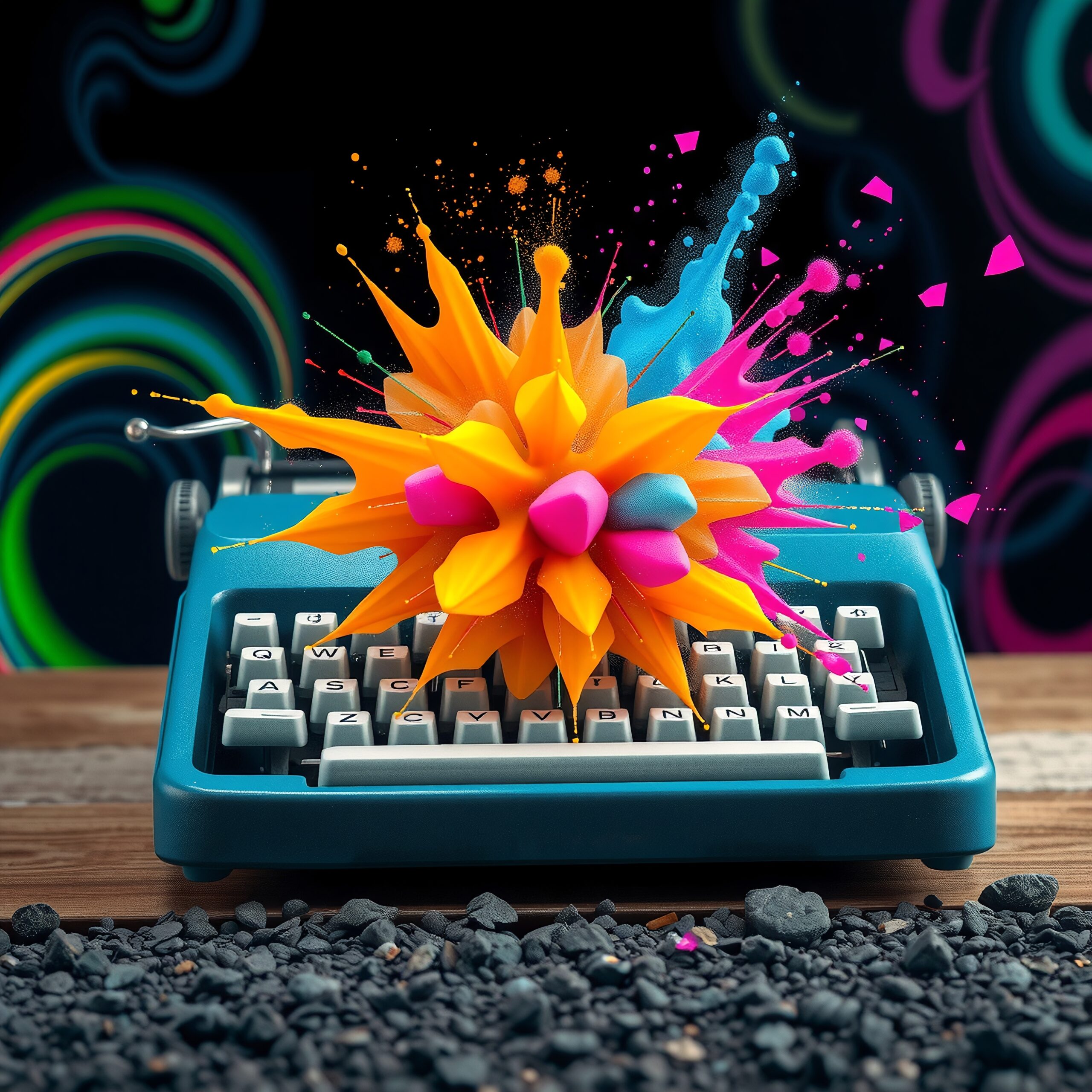 Vivid Creativity in Typewriter Explosion