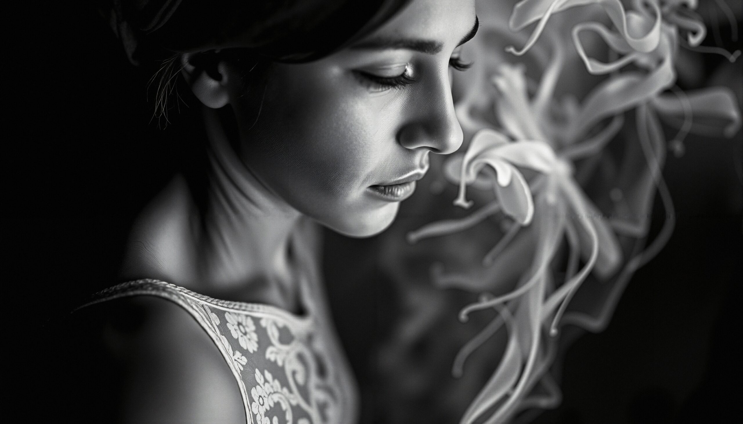 Contemplative Black and White Portrait