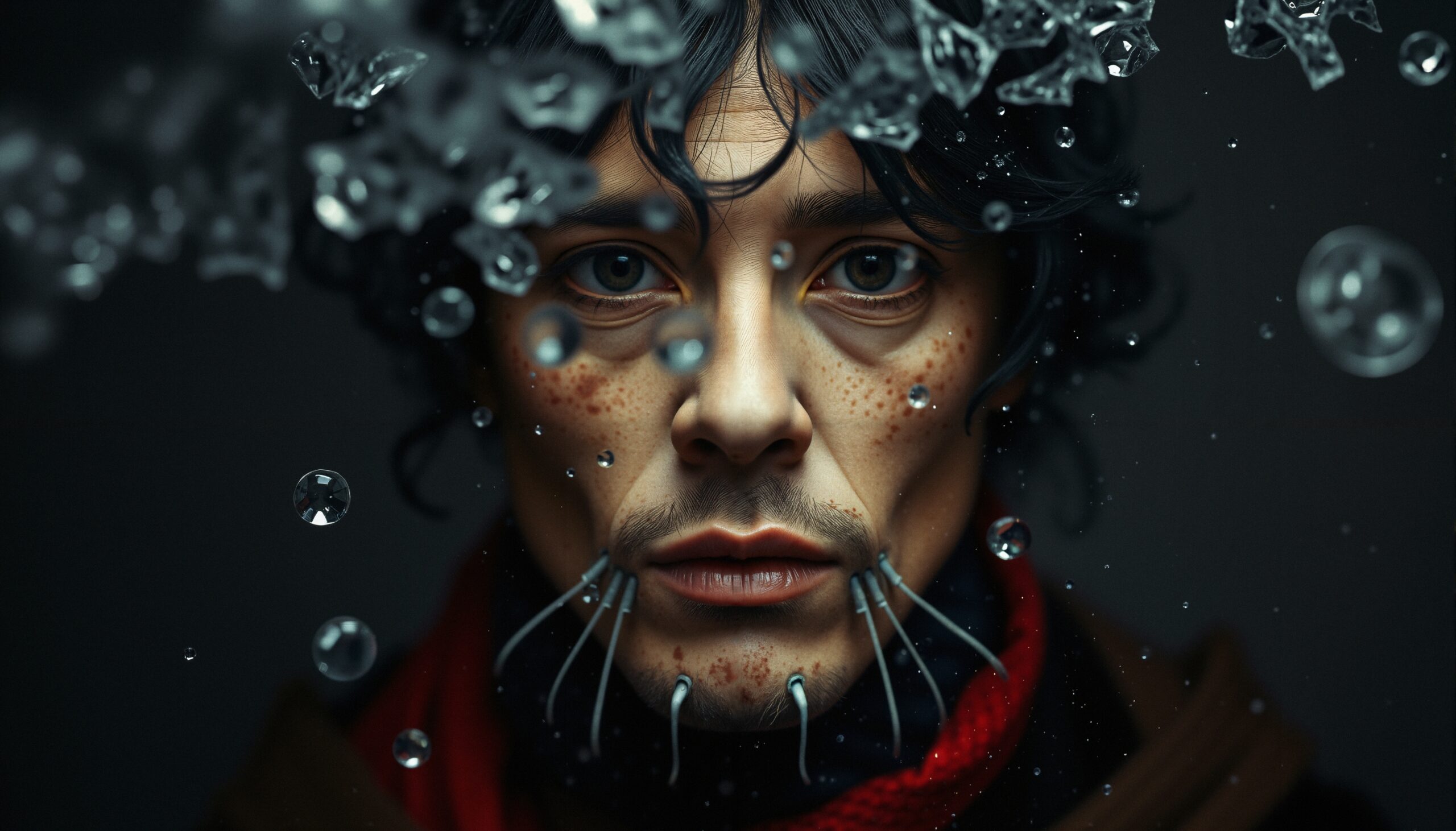 Futuristic Portrait with Metallic Accents