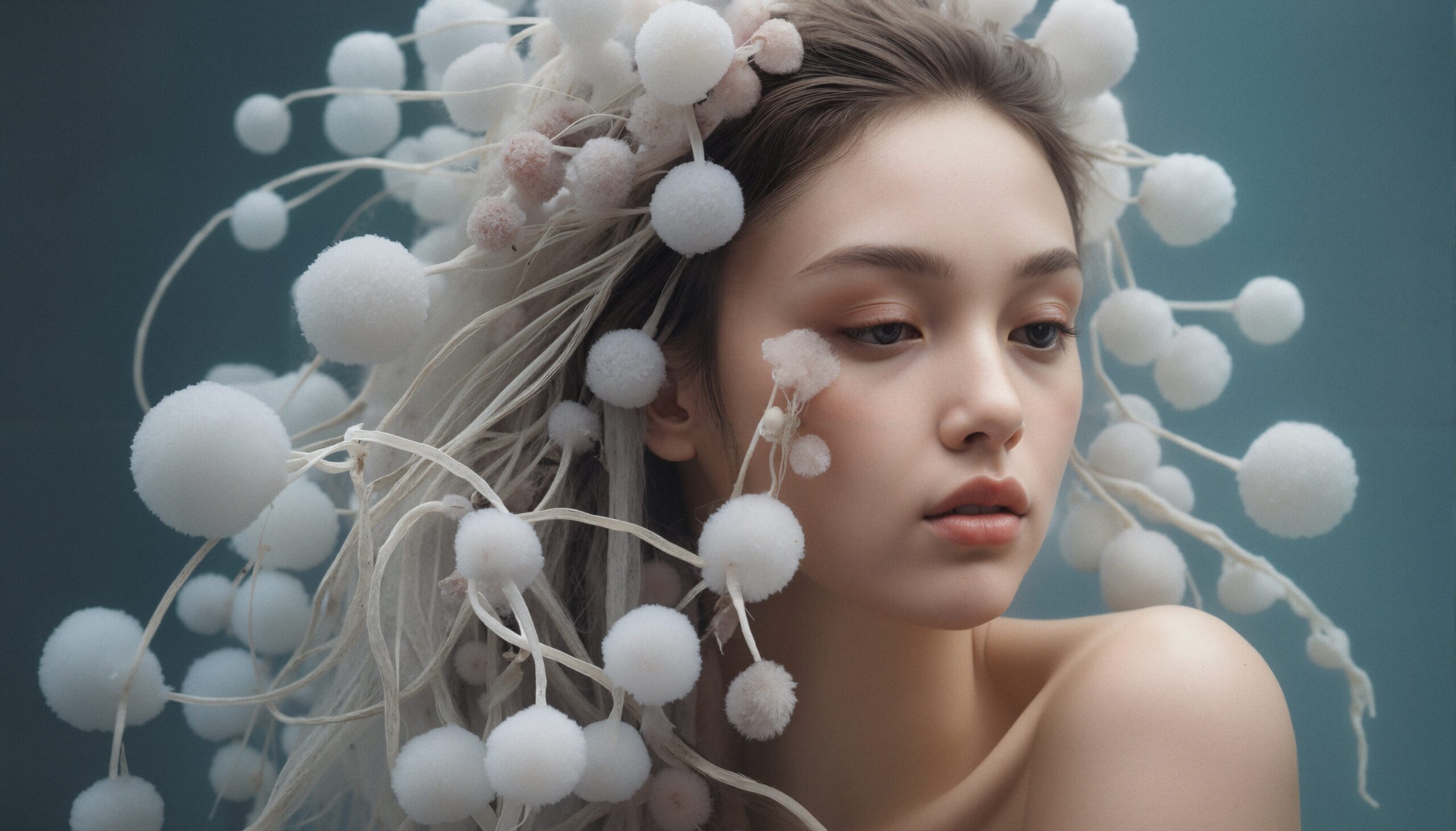Ethereal Beauty in Pom-Pom Adornment