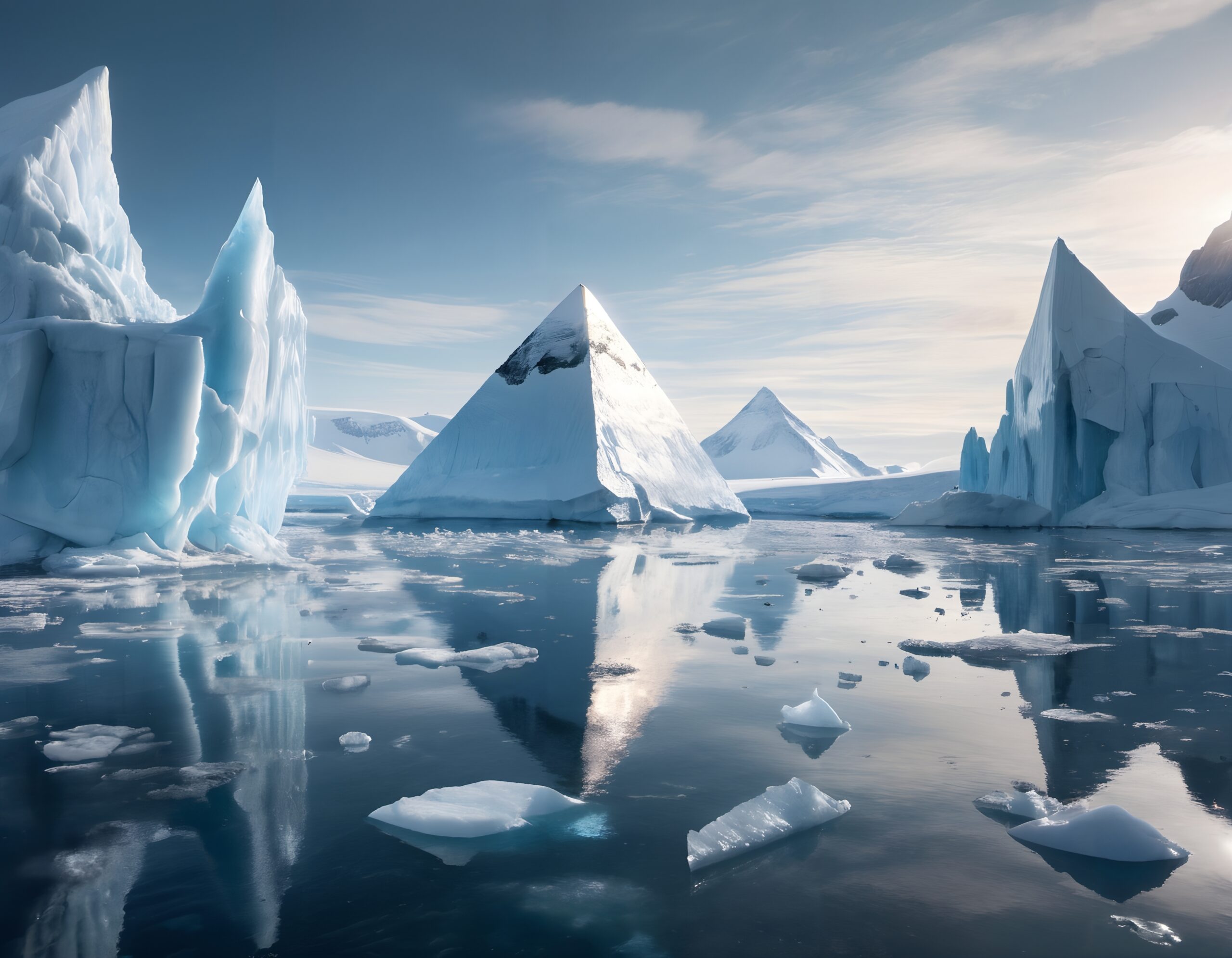 Vast Polar Iceberg Reflections