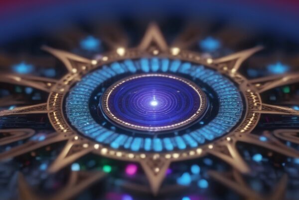 Detailed circular mandala with vibrant colors.