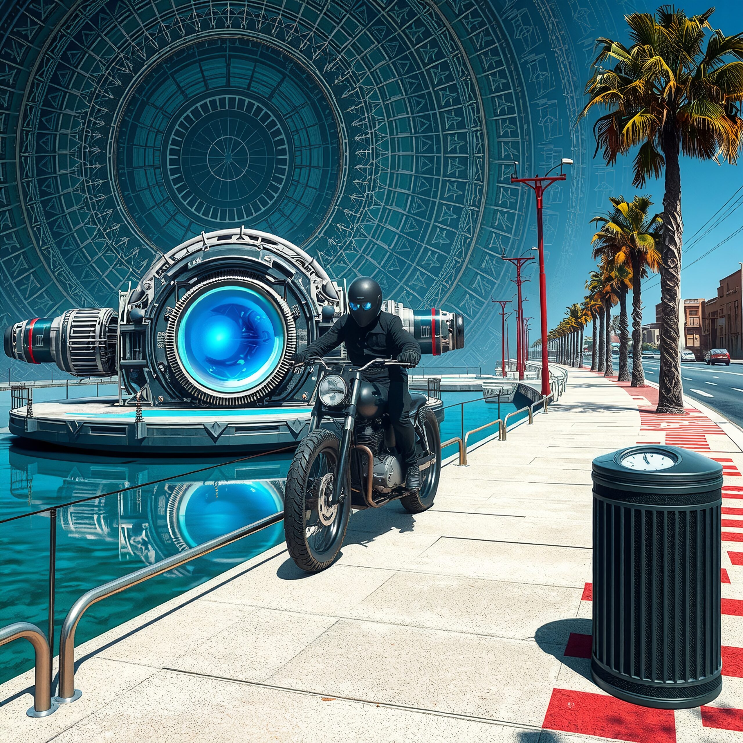 Futuristic Motorbike Adventure Scene