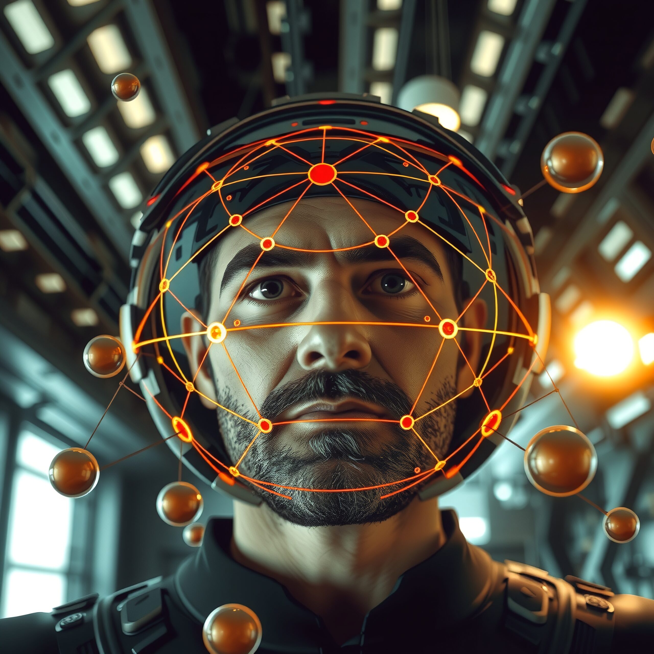 Futuristic Helmet with Digital Interface