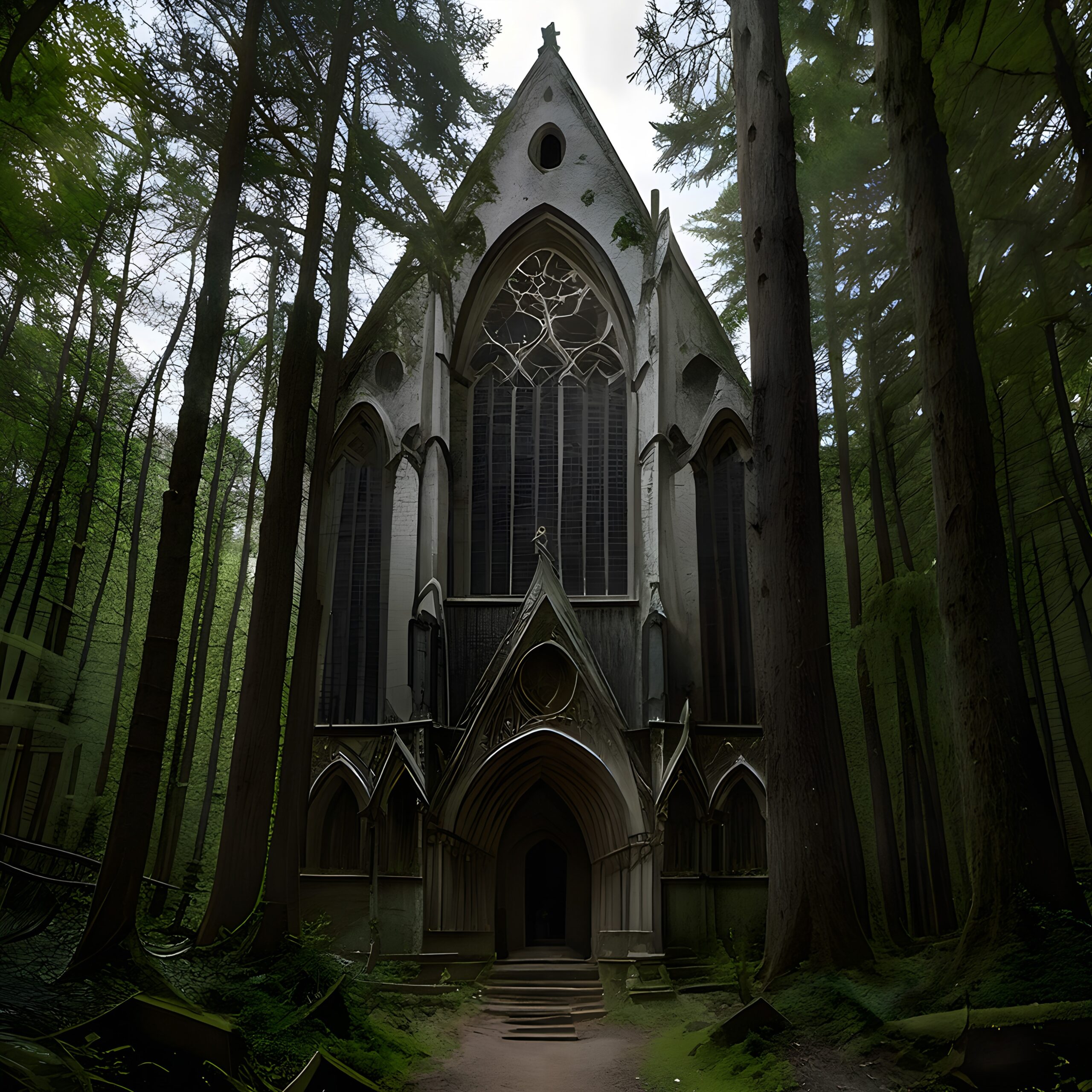 Gothic Chapel Amidst Enchanted Forest