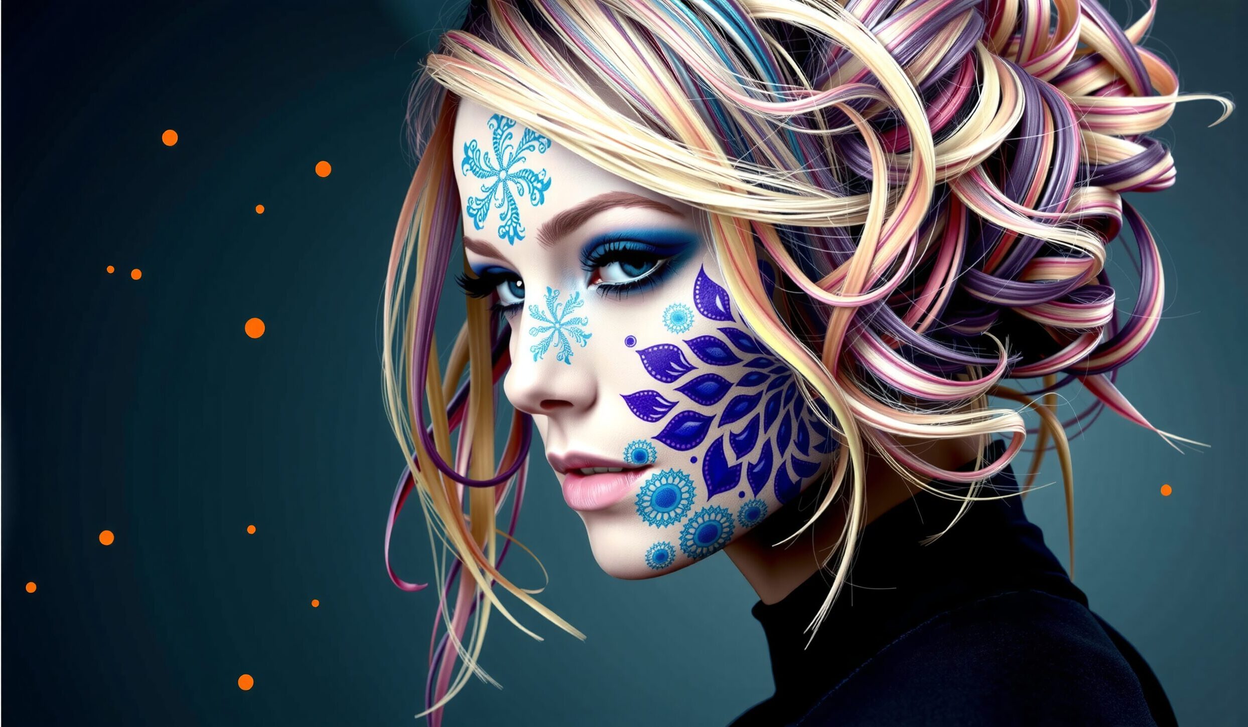 Colorful Artistic Face Paint Portrait