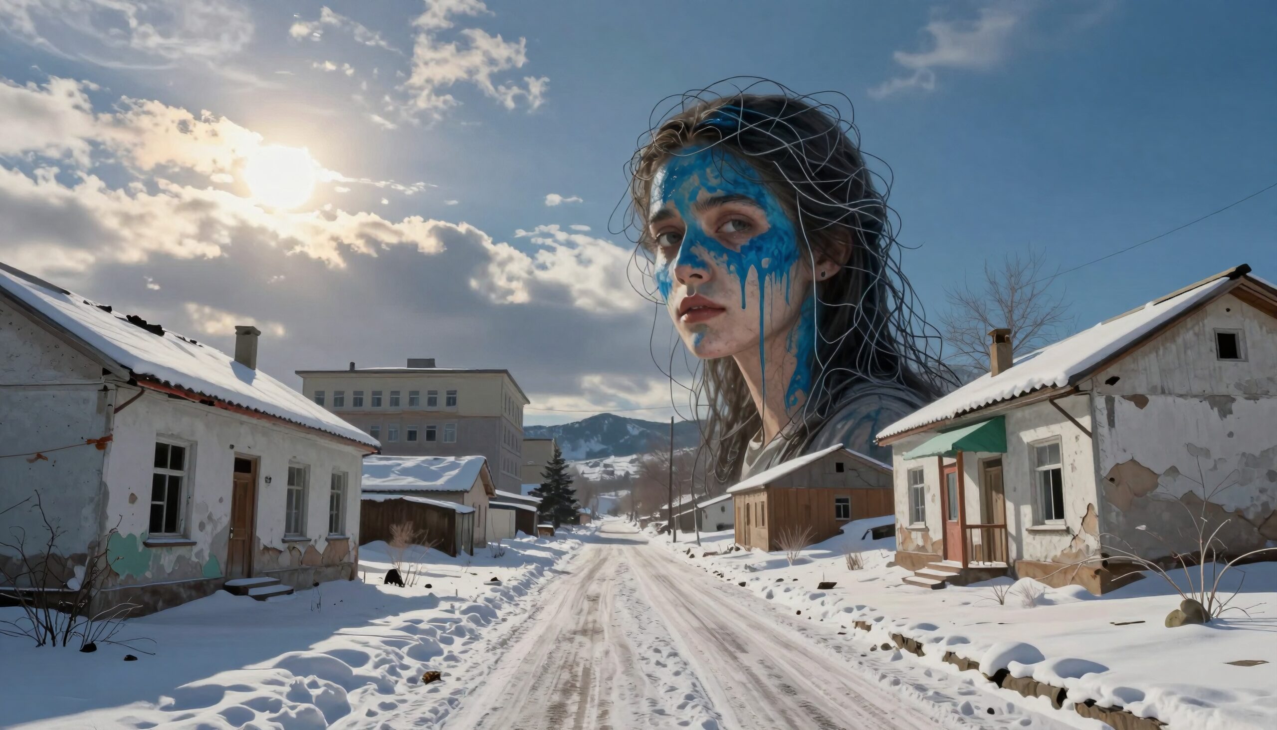 Surreal Winter Portrait in Village