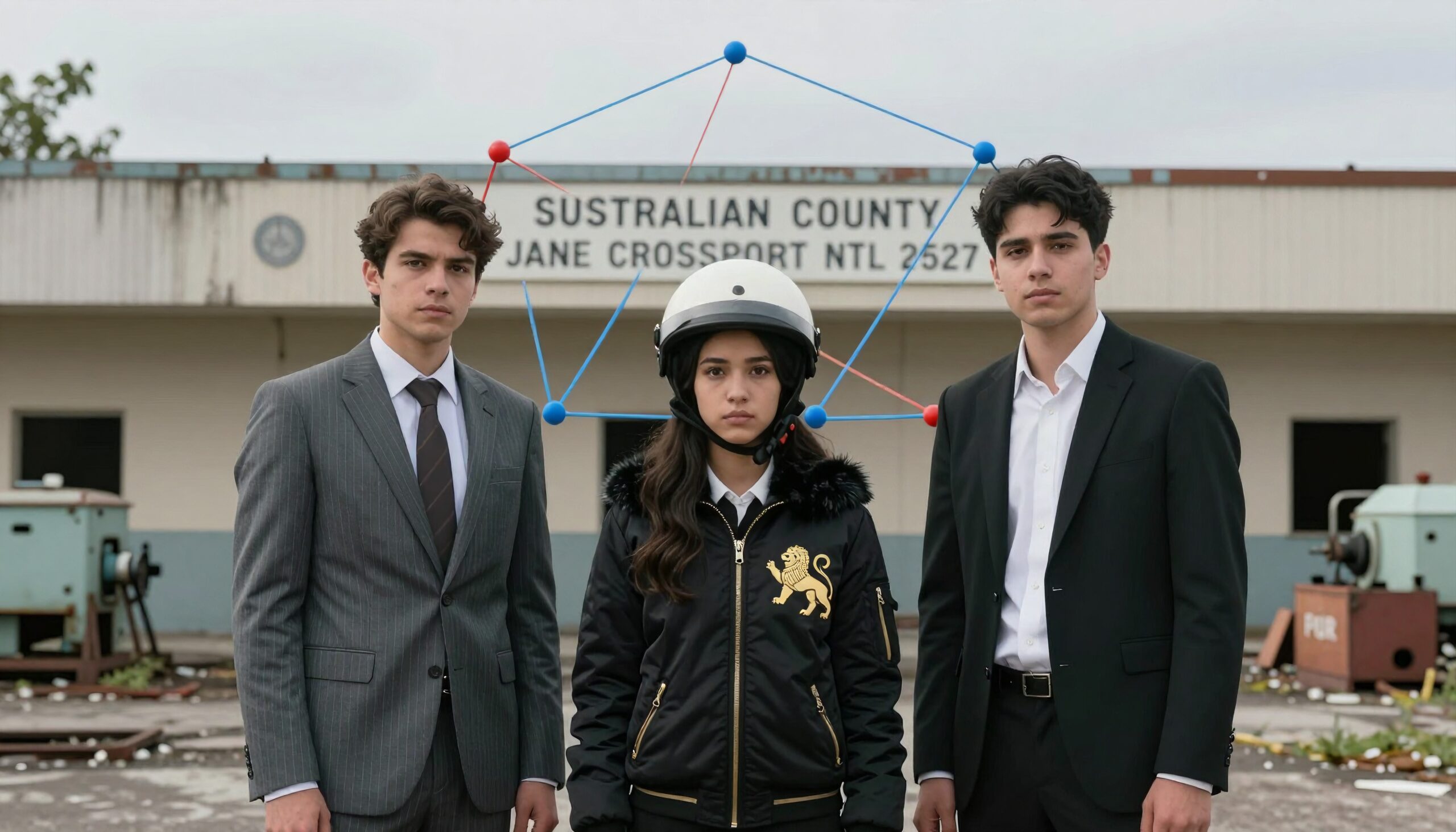 Mysterious Trio in Futuristic Attire