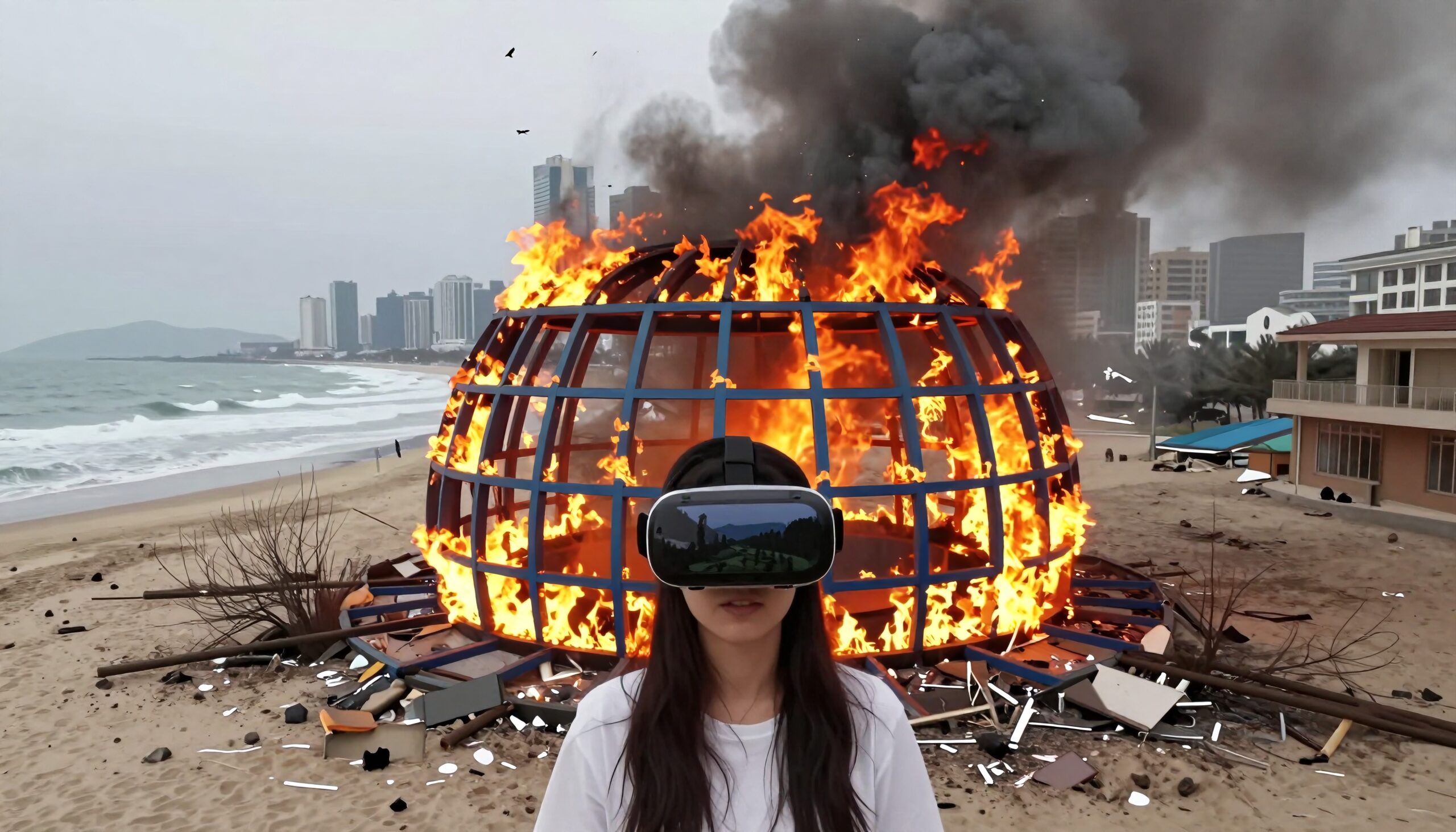 Virtual Reality Amidst Beach Chaos