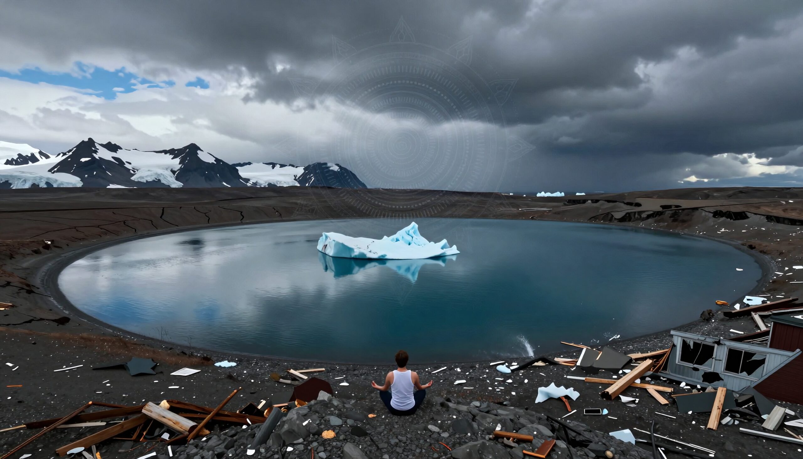 Solitude Amidst Rugged Icebergs