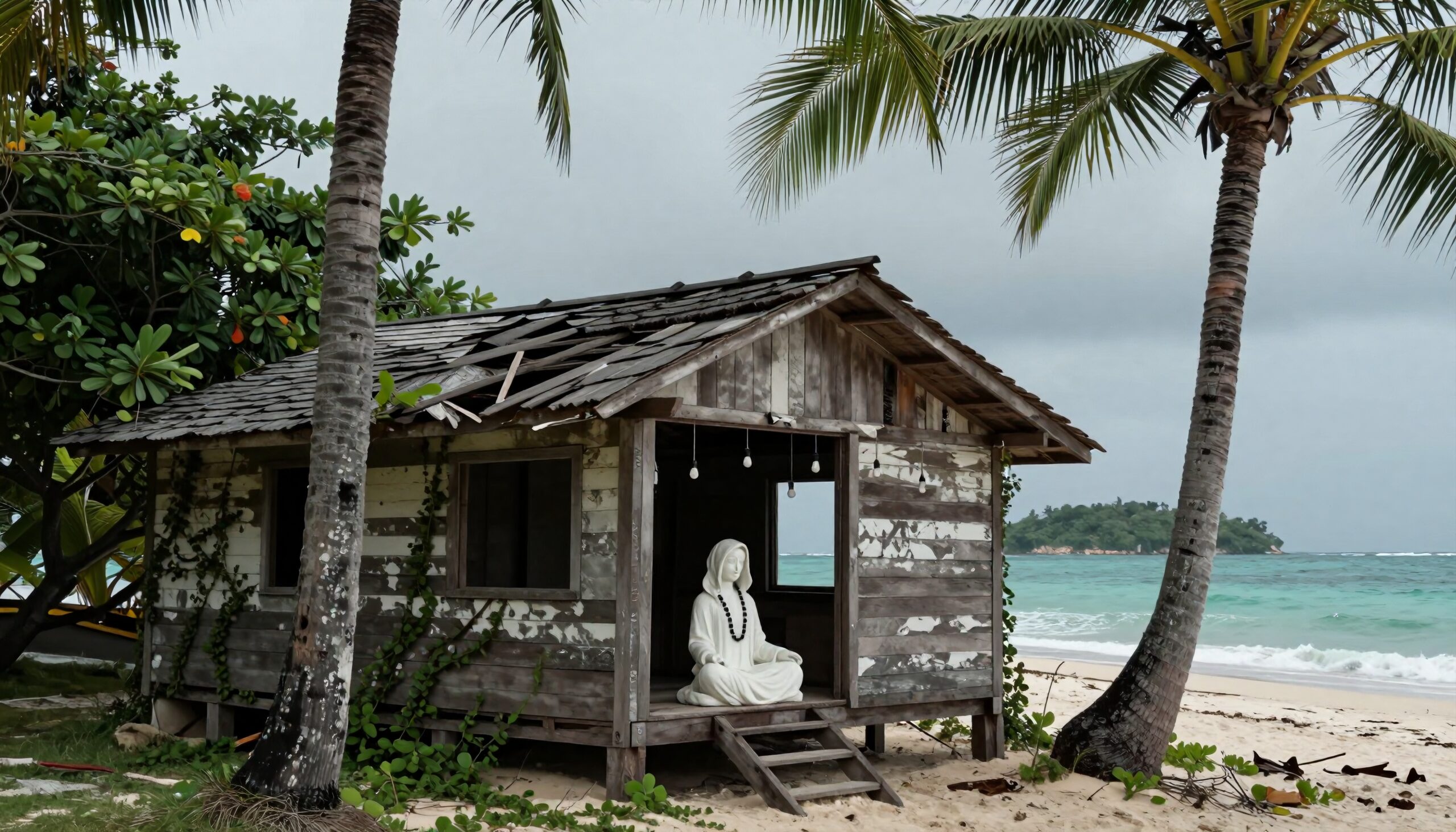 Secluded Beach with Wooden Shack