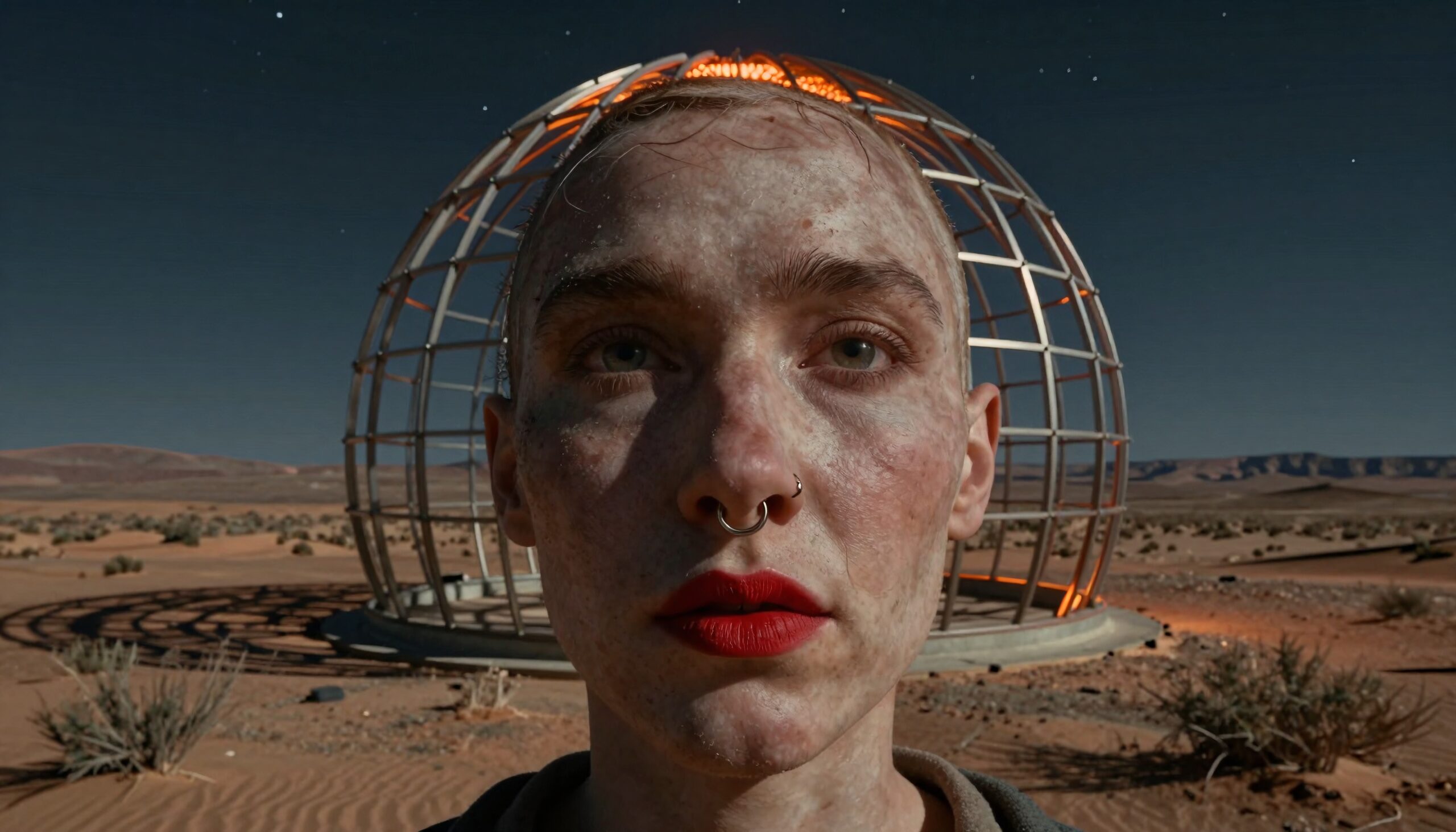 Desert Sphere and Person Portrait