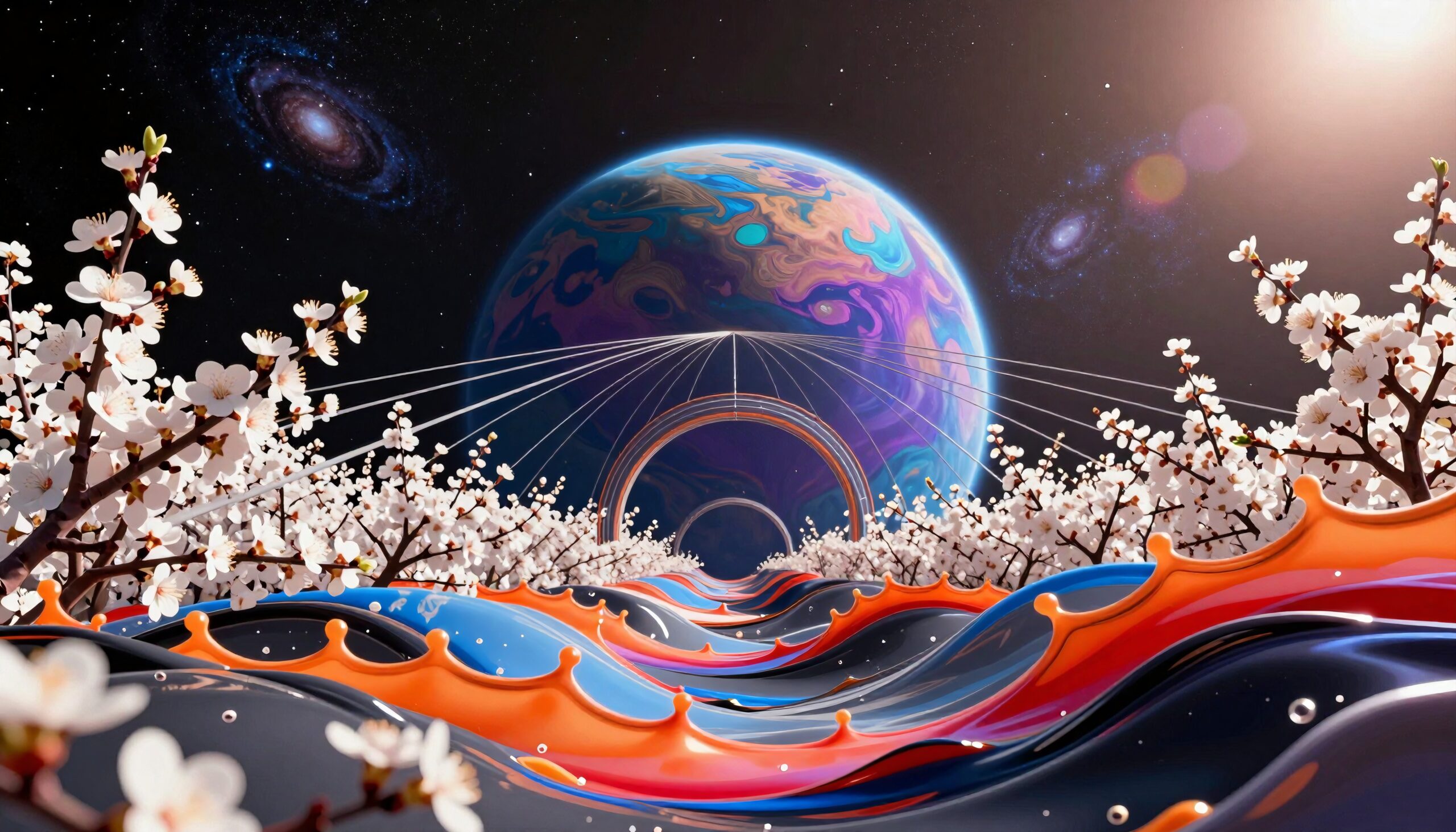 Serene Cosmic Blossom Landscape