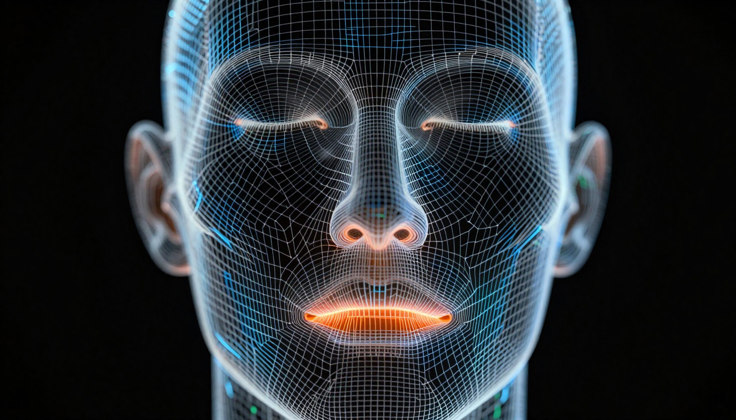 Digital Human Face Wireframe Visualization
