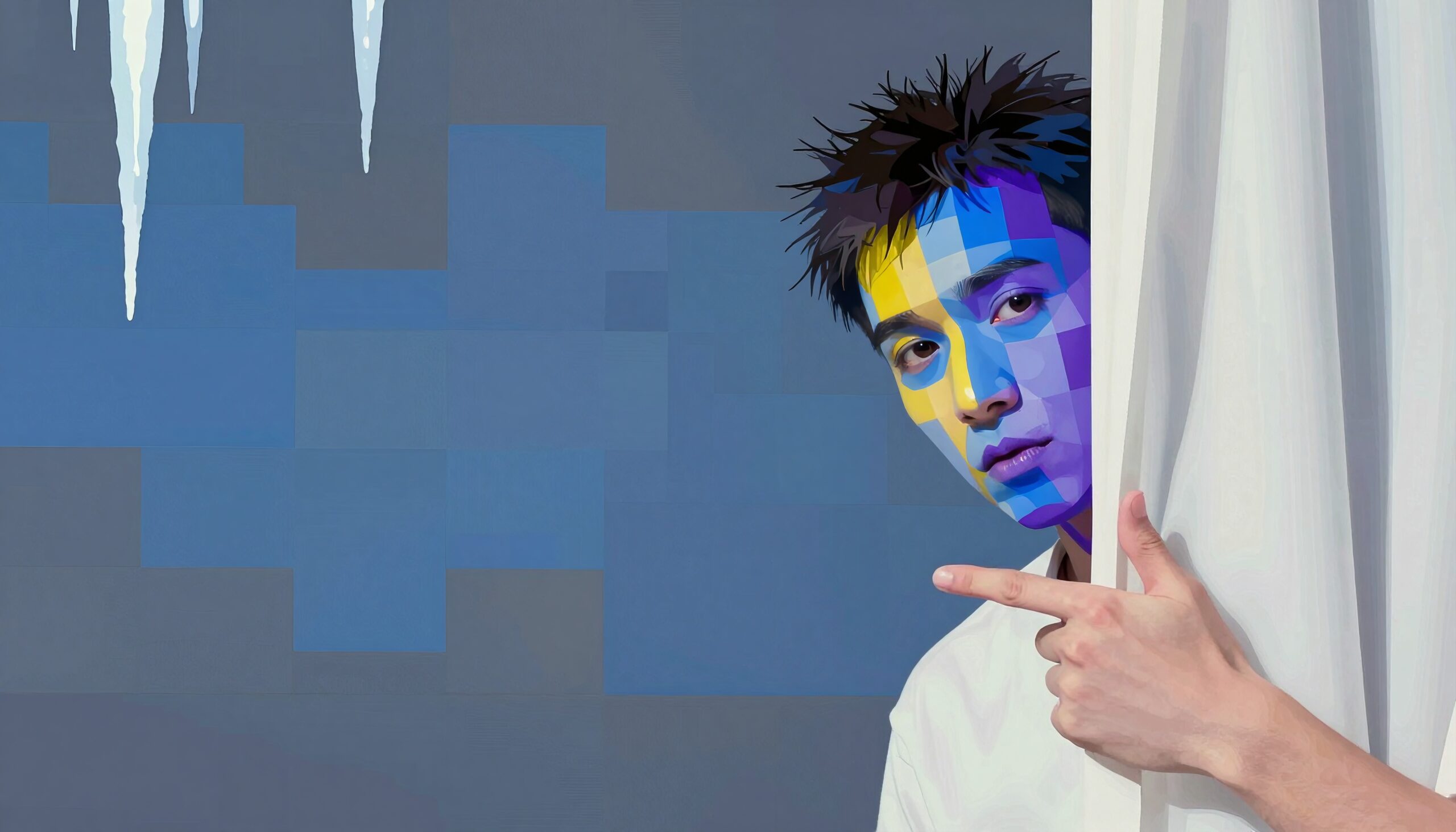 Colorful Abstract Portrait with Icicles