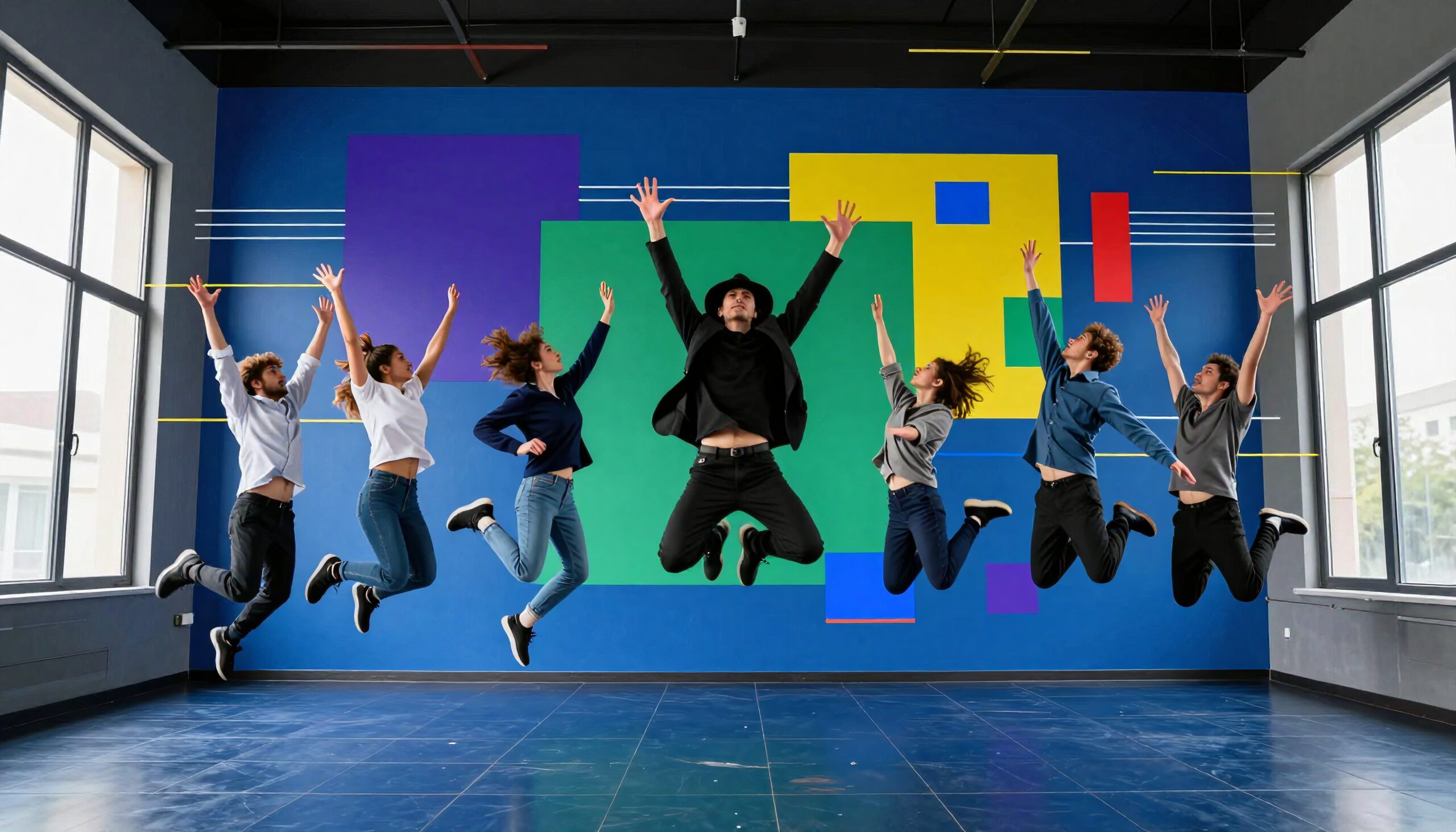 Joyful Jump in Colorful Space