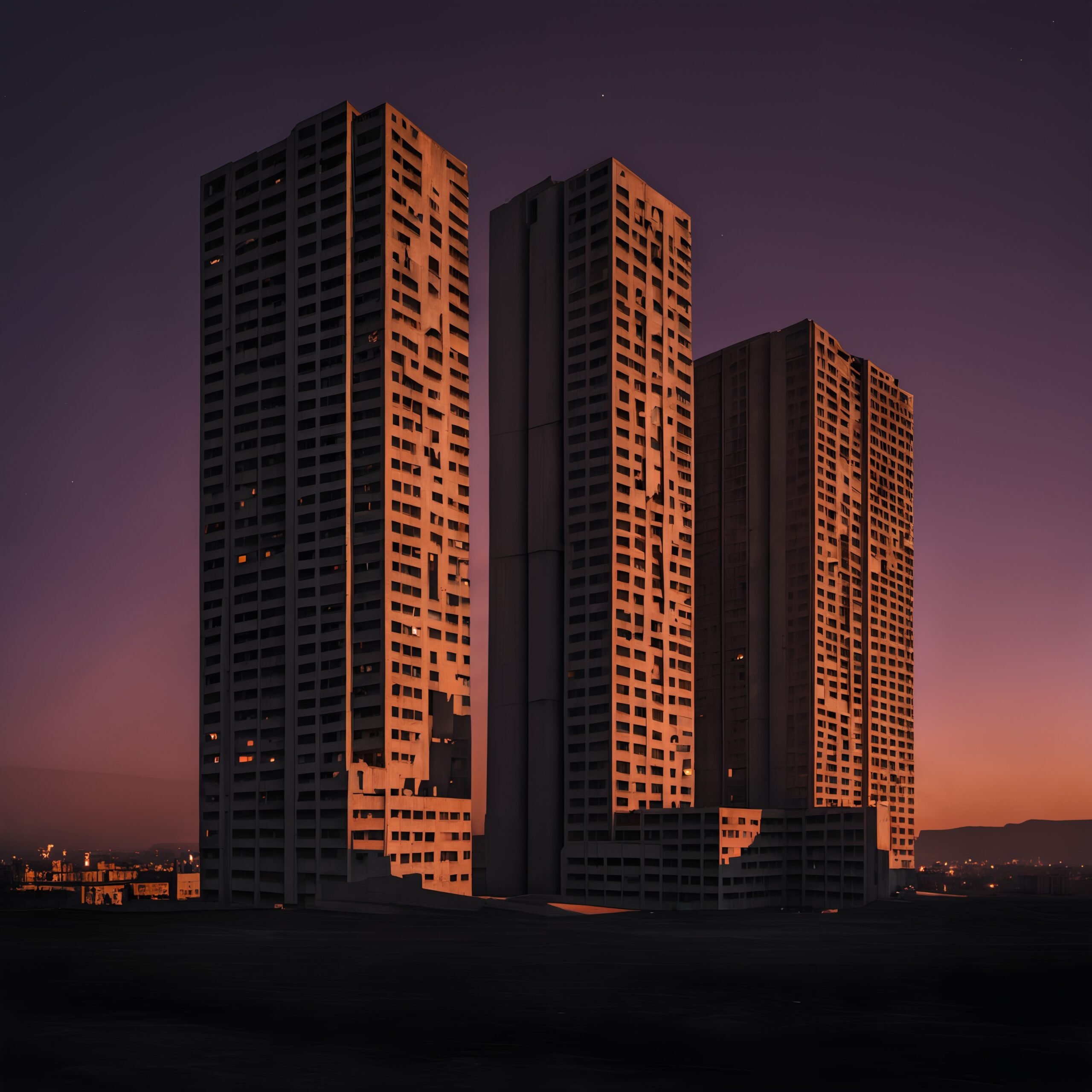 Majestic skyscrapers at sunset