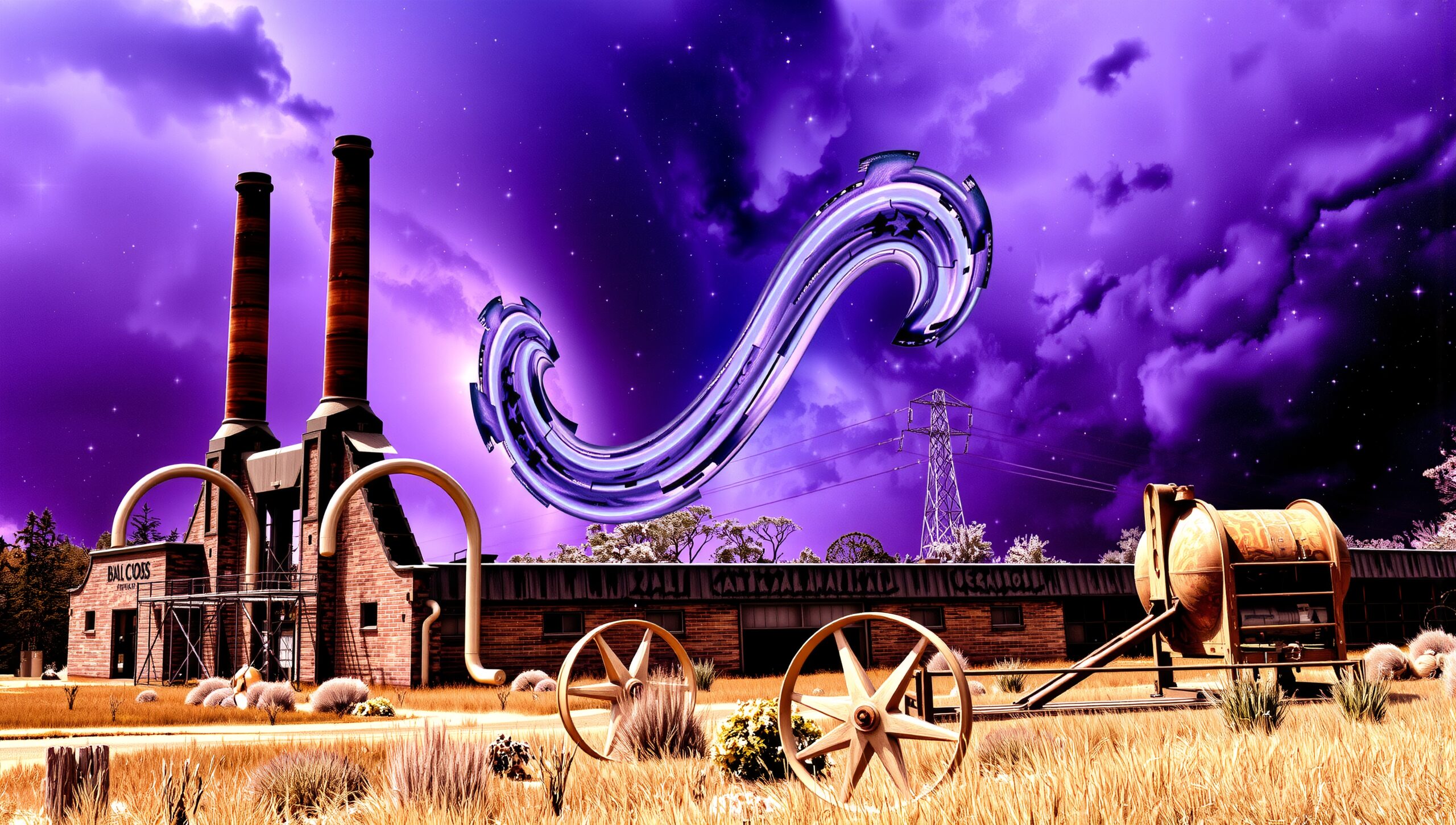 Futuristic Sky Over Industrial Landscape