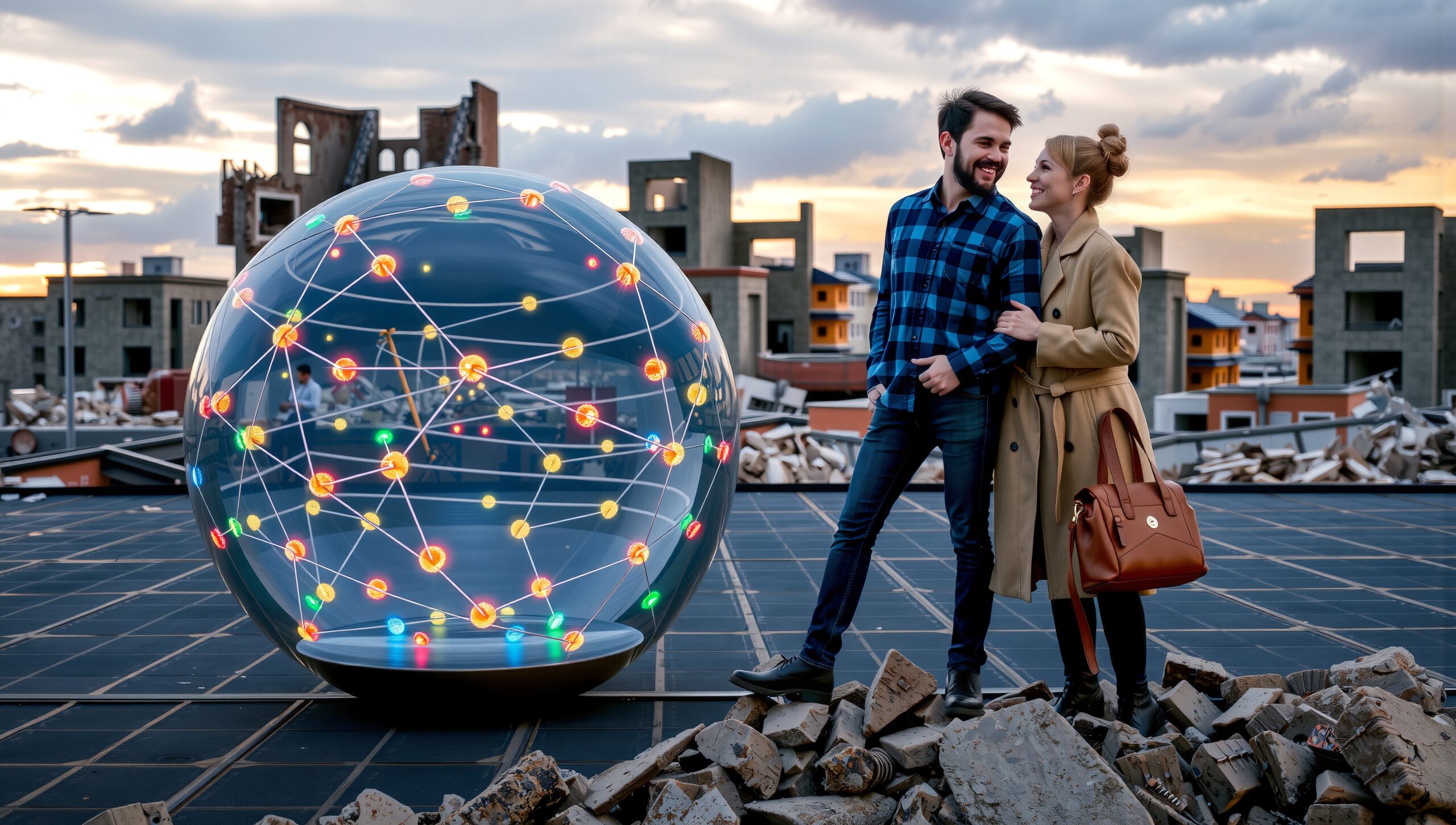 Modern Art on Urban Rooftop