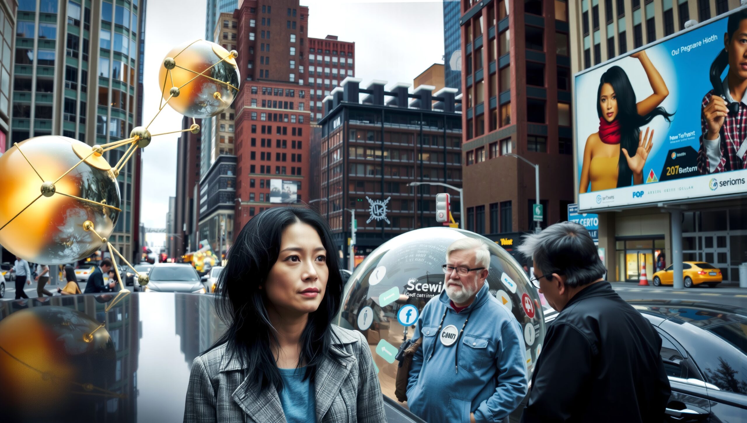 City life with artistic spheres