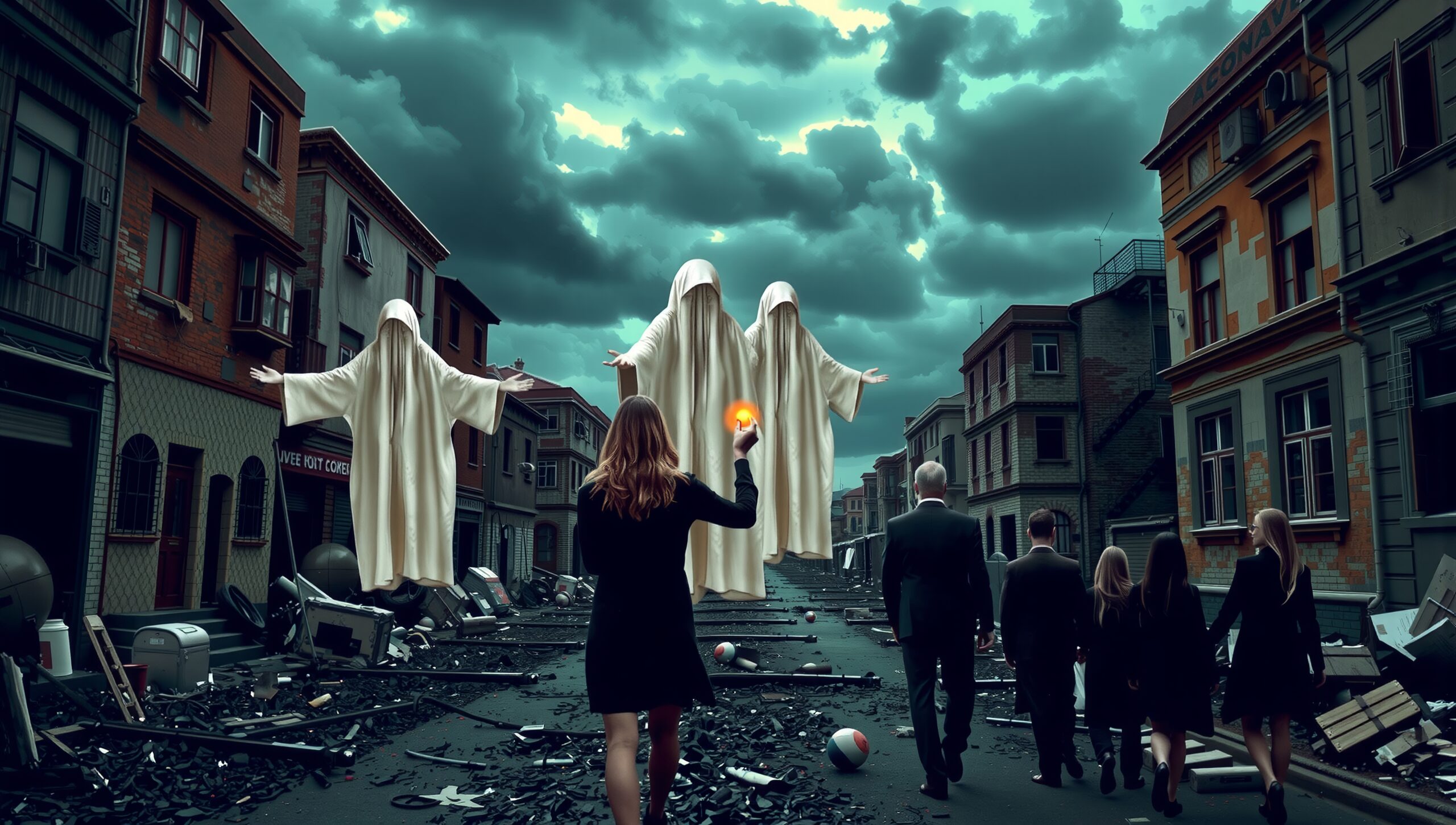 Ghostly Apparitions Amidst Urban Ruins