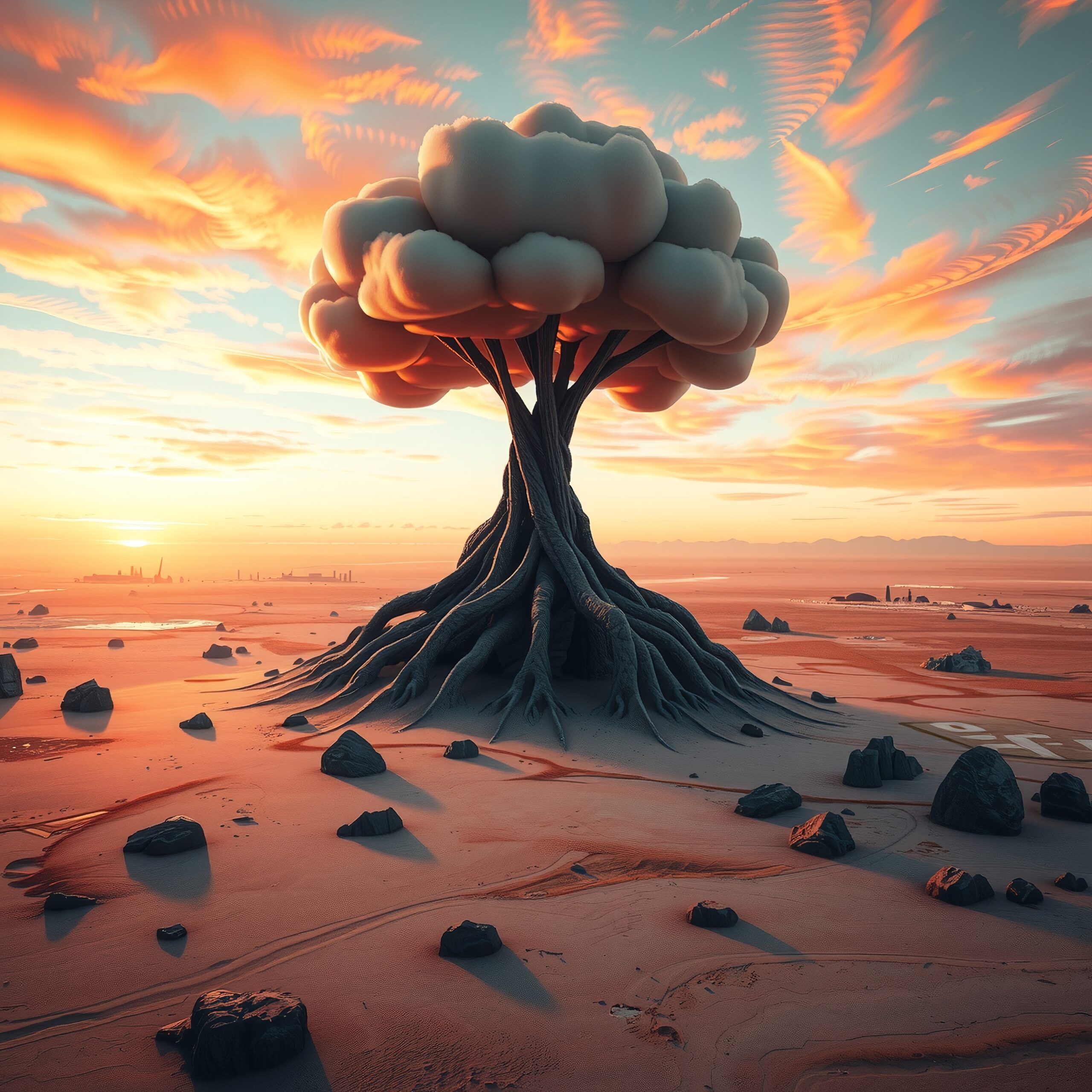 Surrealistic Desert Dreamscape Tree