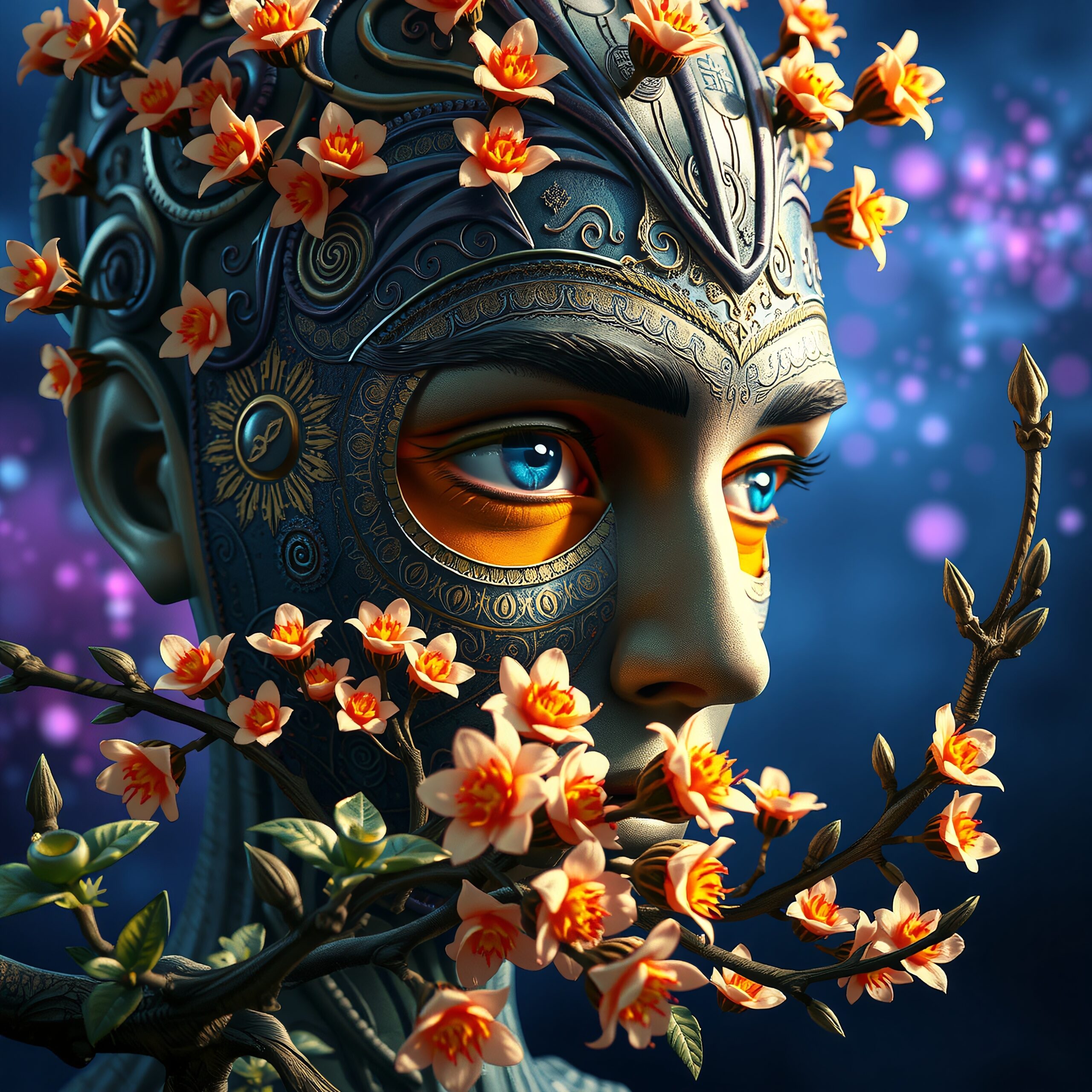 Surreal Floral Cyborg Portrait
