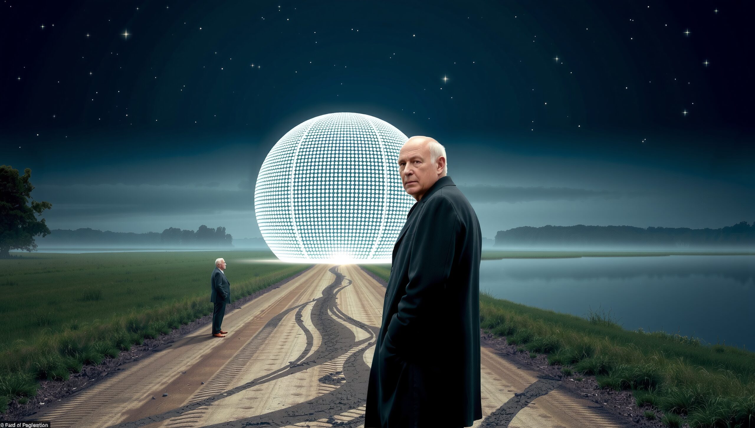 Illuminated Sphere on Dirt Path