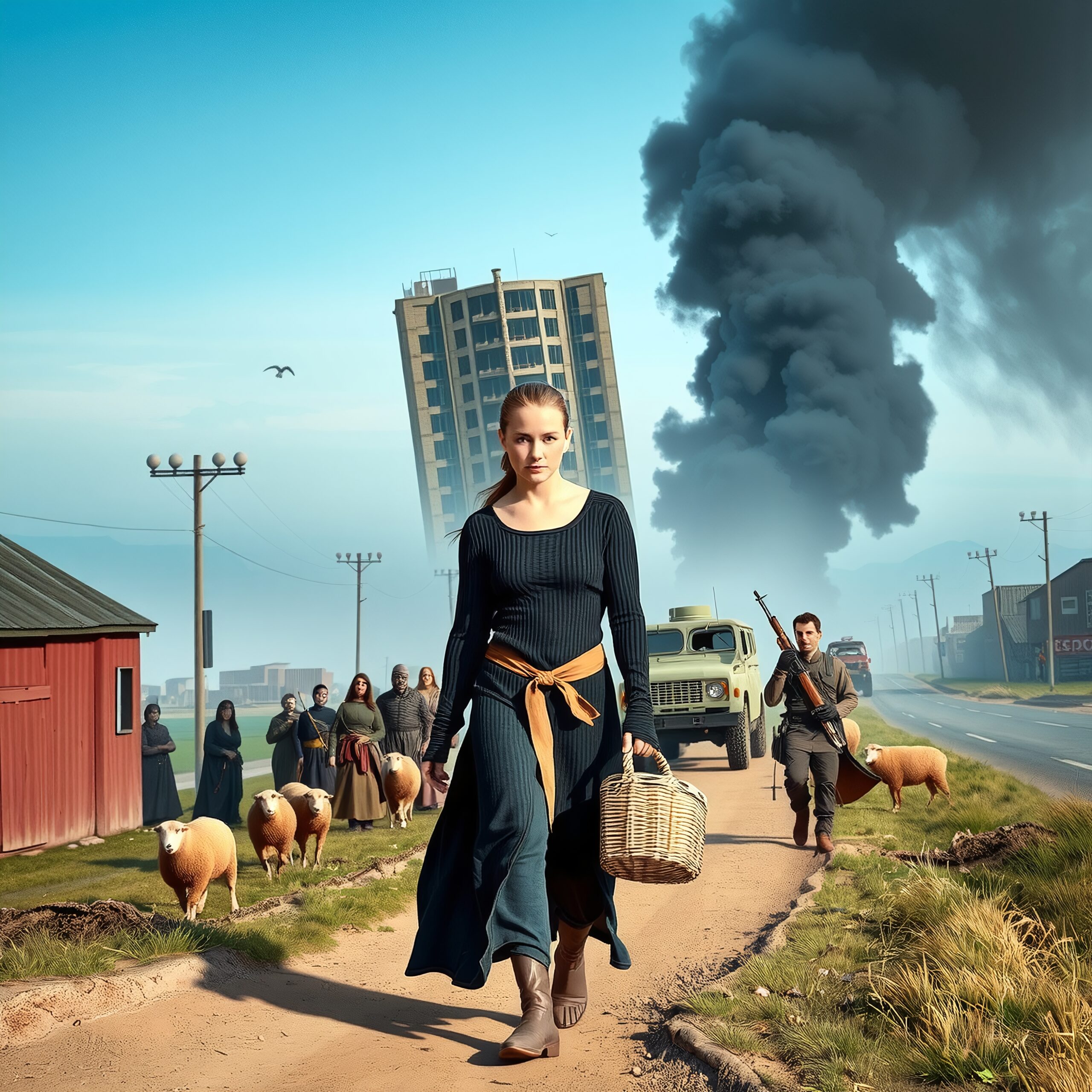 Tilted Building Apocalyptic Scene