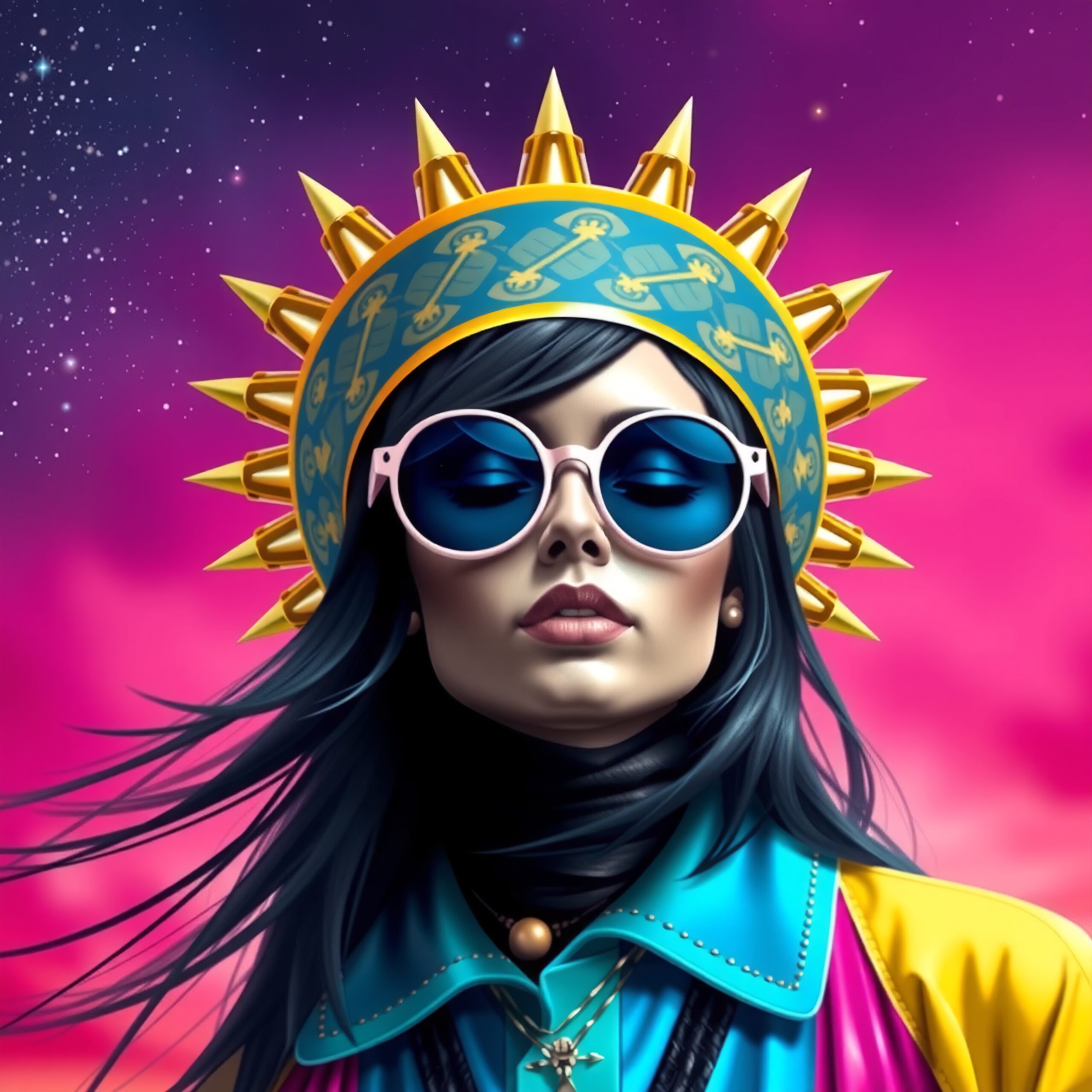 Vibrant Cosmic Fashion Portrait