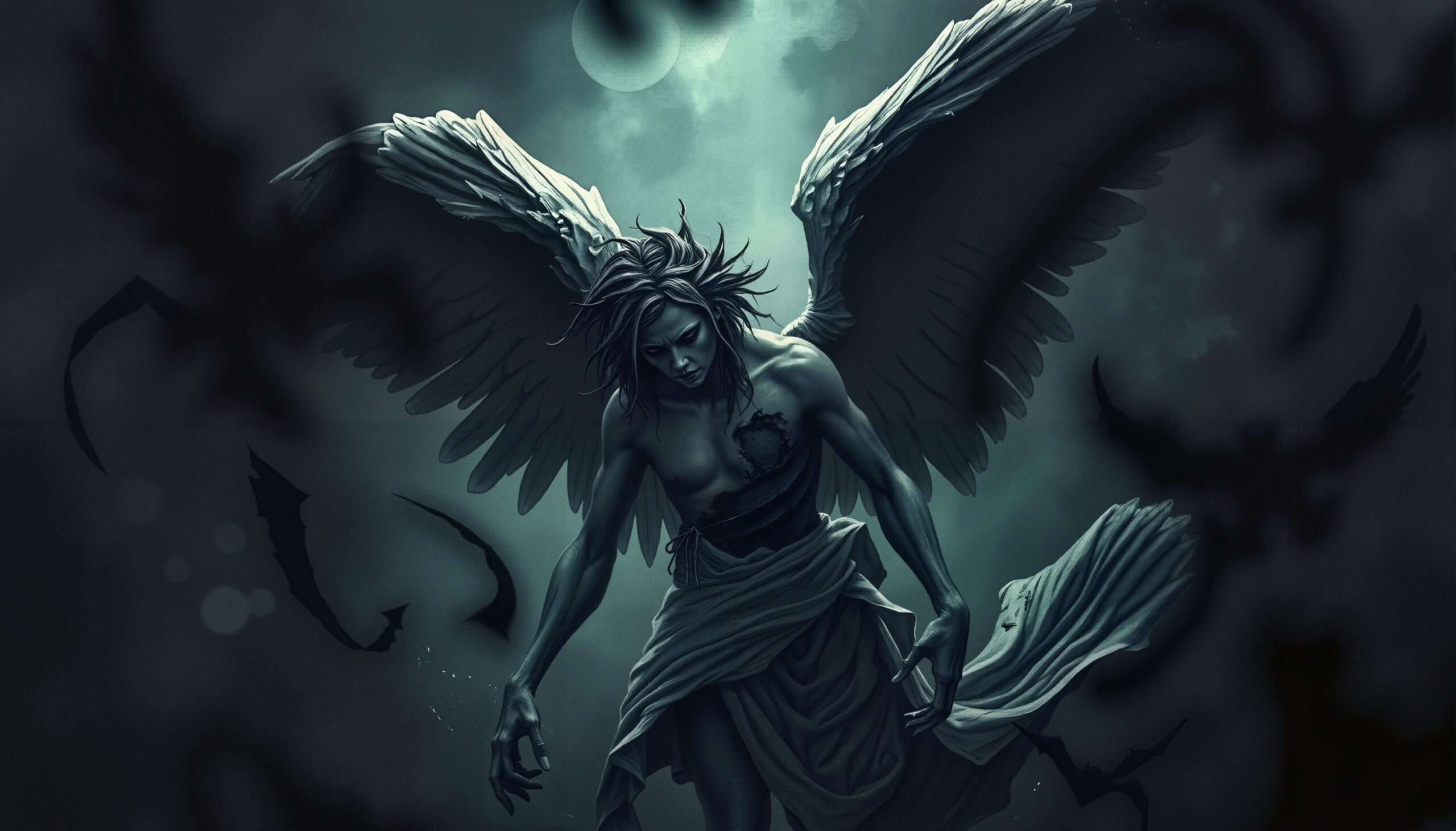 Fallen Angel in Dark Shadows