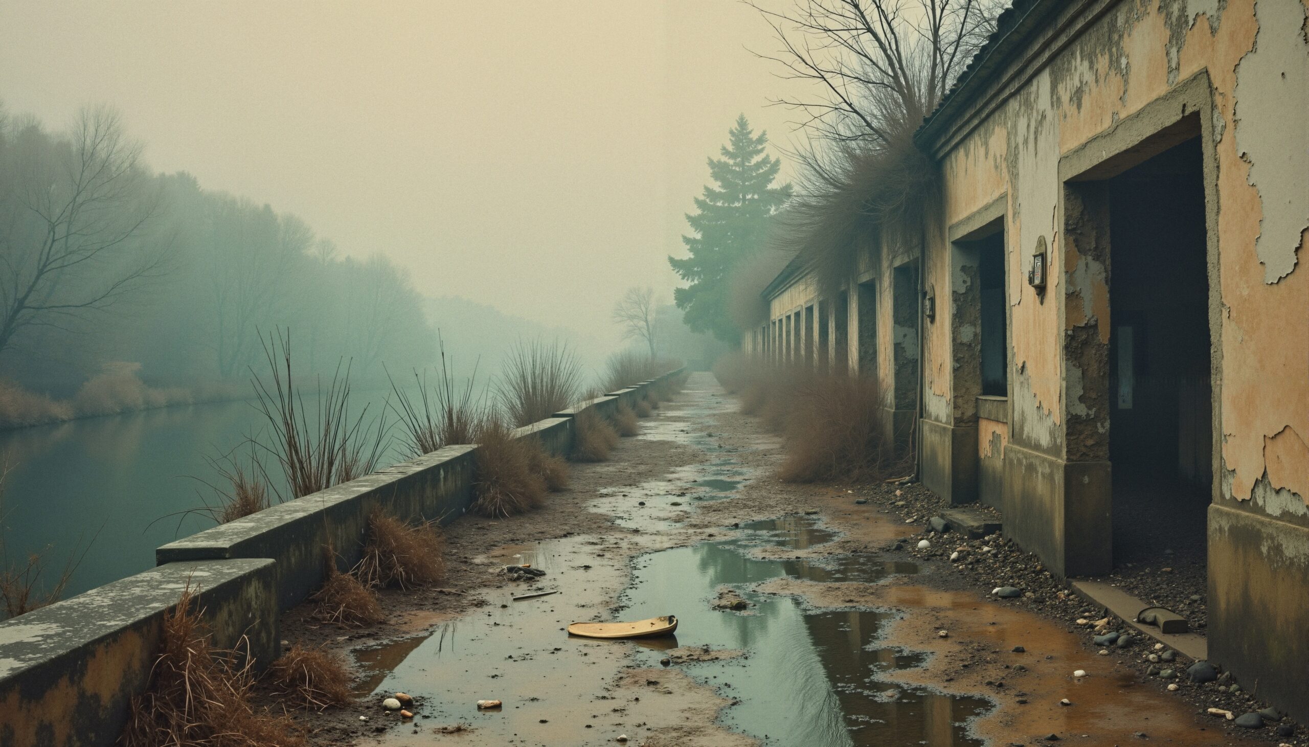 Foggy River Abandoned Pathway