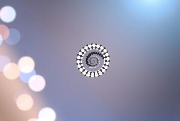 A captivating spiral pattern set against a calming gradient background with bokeh lights.