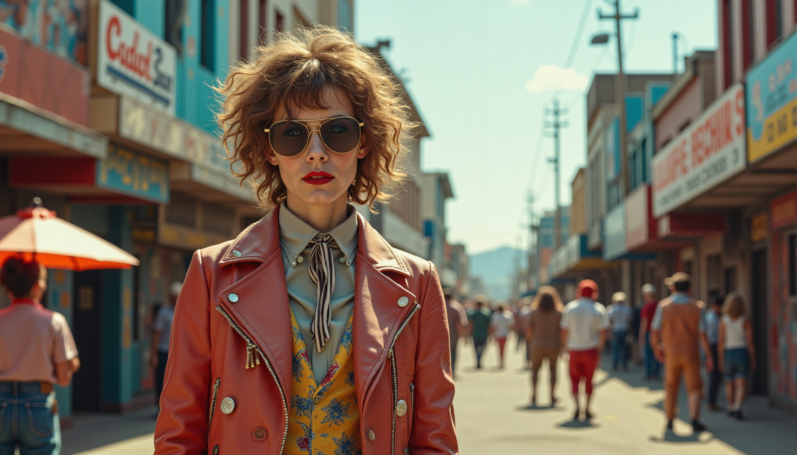 Retro Fashion in Busy Street