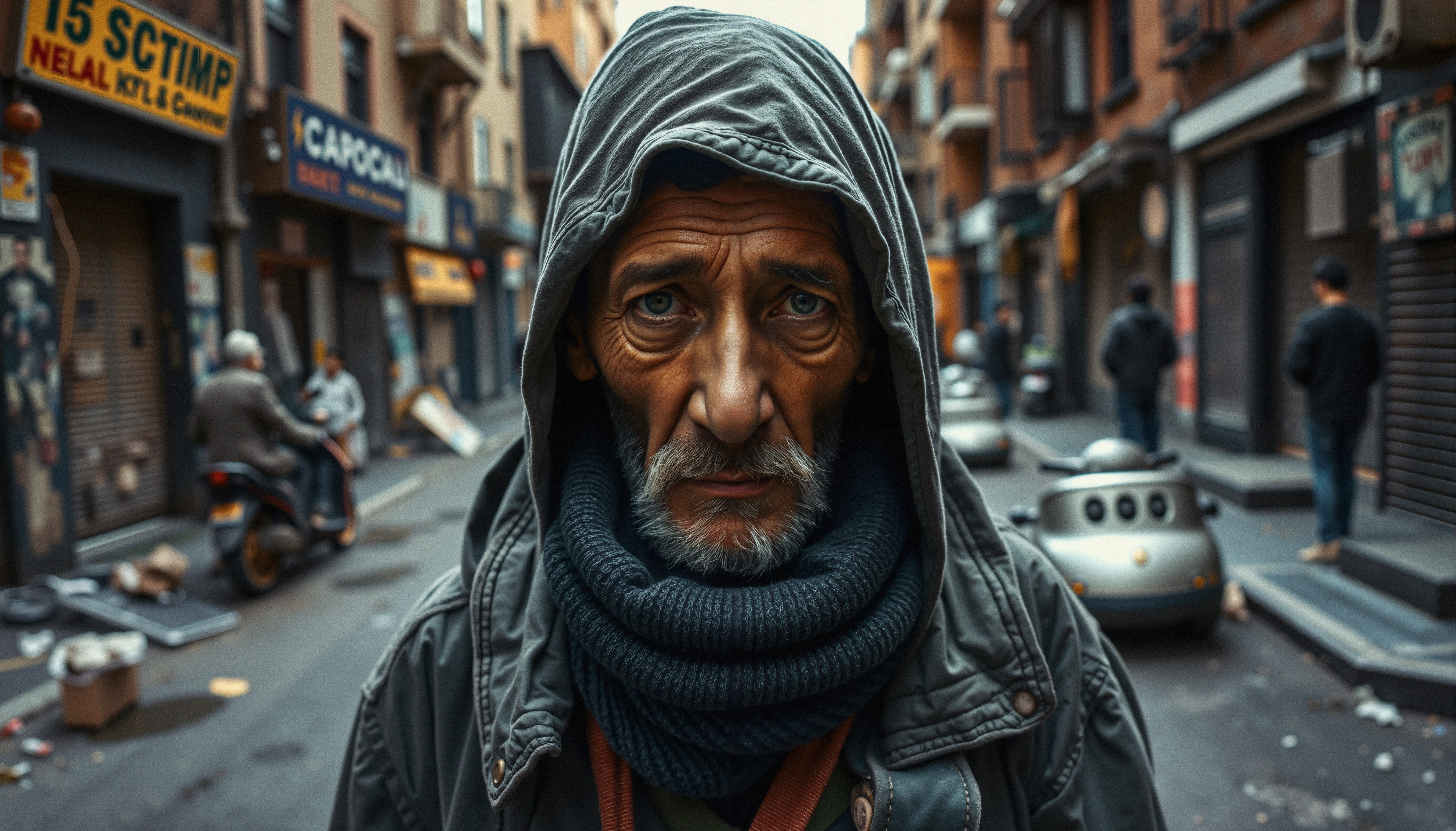 Urban Portrait of a Hooded Man
