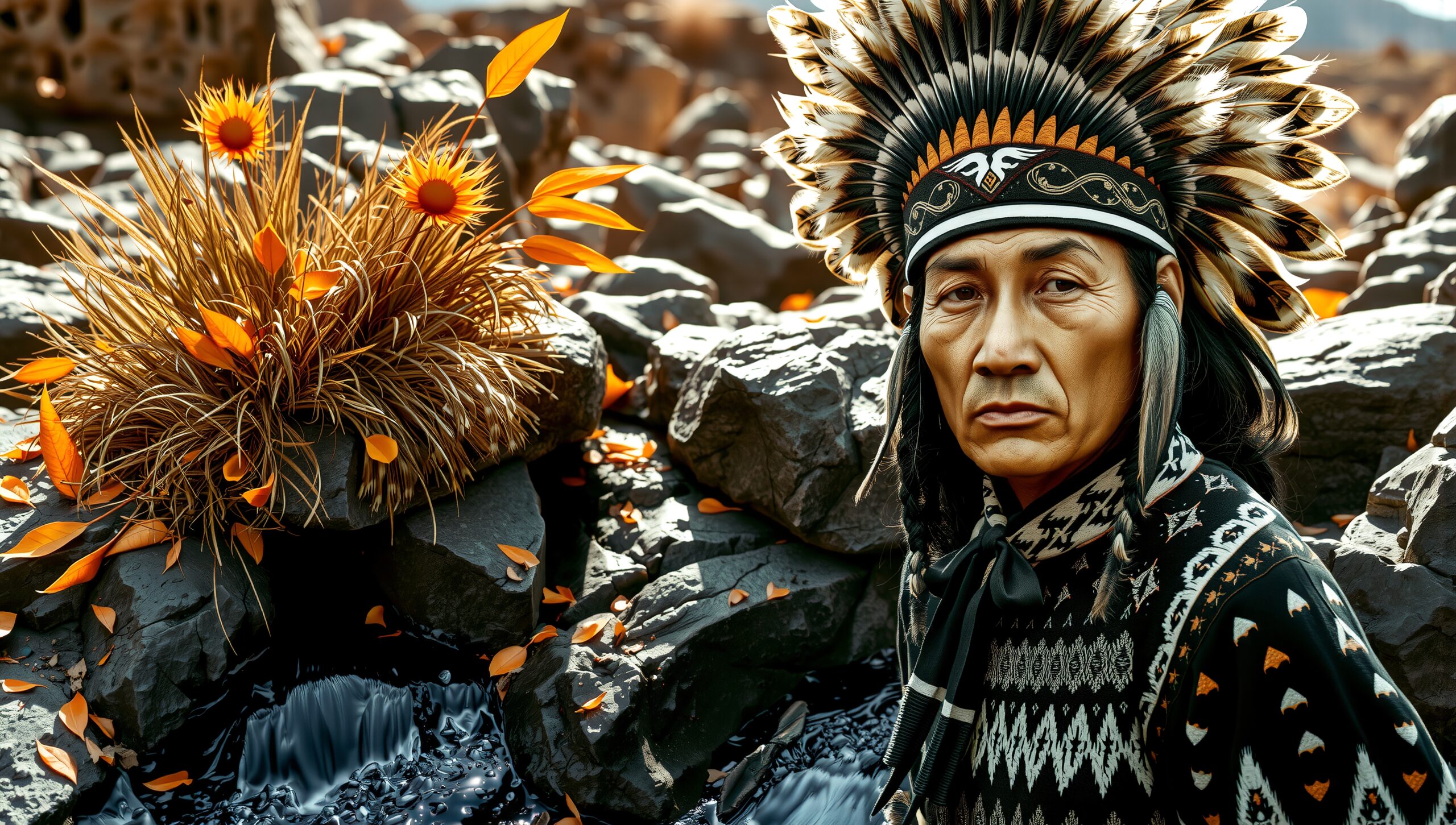 Man with Traditional Feather Headdress